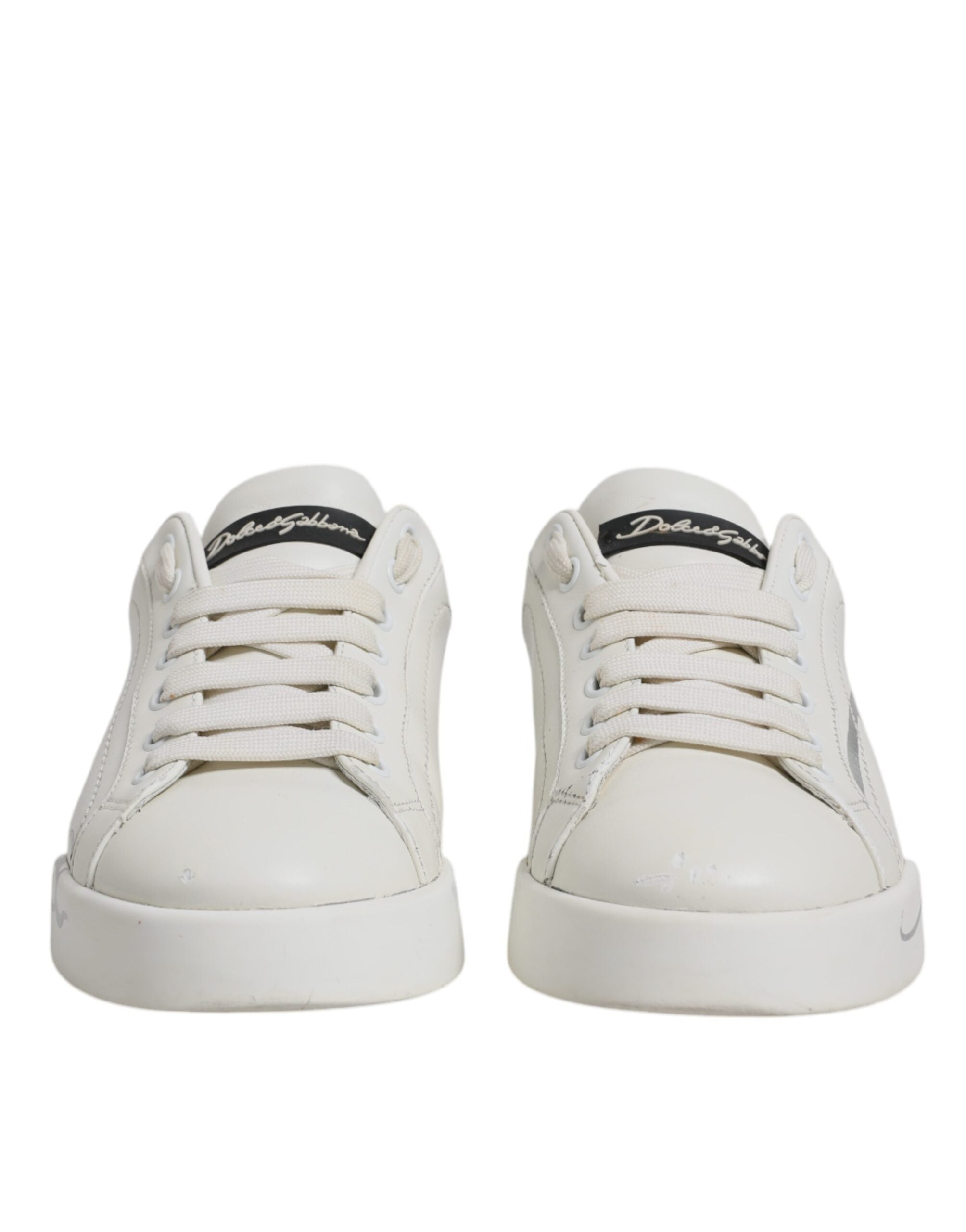 Dolce &amp; Gabbana Weiß Schwarz Logo Portofino Männer Sneaker Schuhe