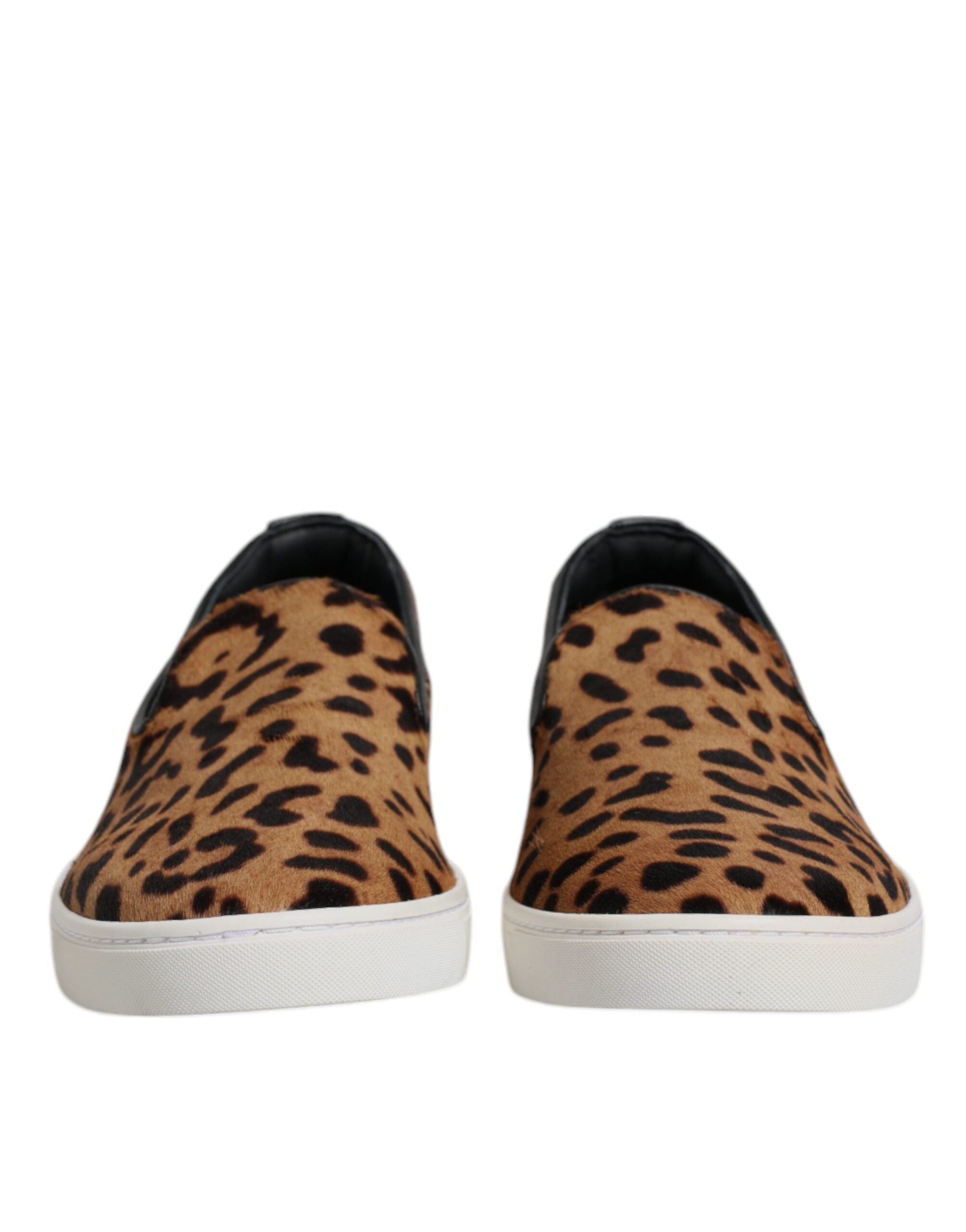 Dolce &amp; Gabbana – Sneakers aus Kalbsleder mit Leopardenmuster in Braun