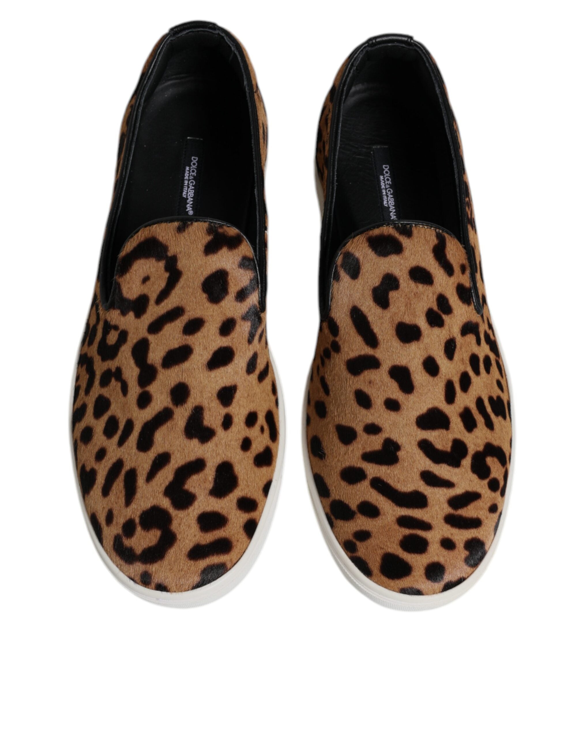 Dolce &amp; Gabbana – Sneakers aus Kalbsleder mit Leopardenmuster in Braun