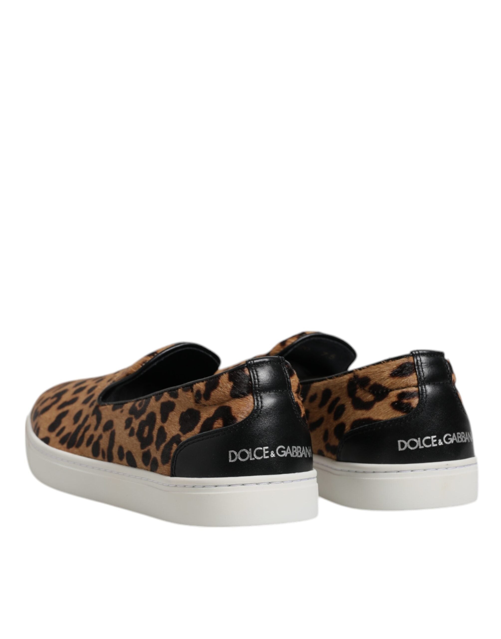 Dolce &amp; Gabbana – Sneakers aus Kalbsleder mit Leopardenmuster in Braun
