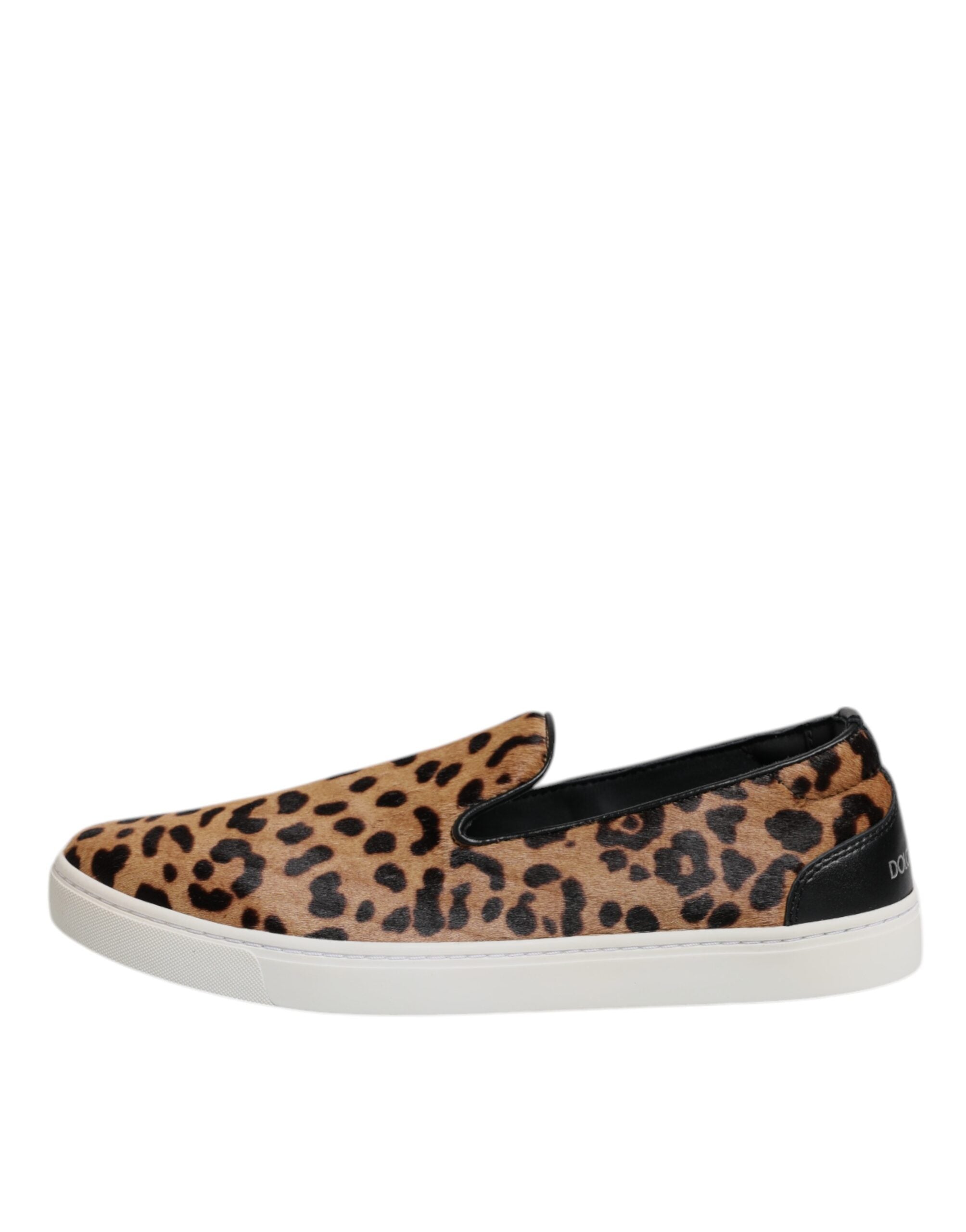 Dolce &amp; Gabbana – Sneakers aus Kalbsleder mit Leopardenmuster in Braun