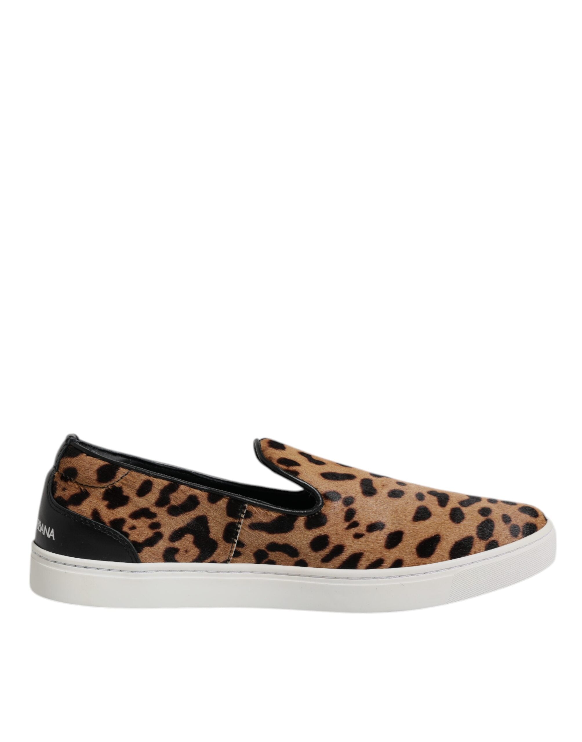 Dolce &amp; Gabbana – Sneakers aus Kalbsleder mit Leopardenmuster in Braun