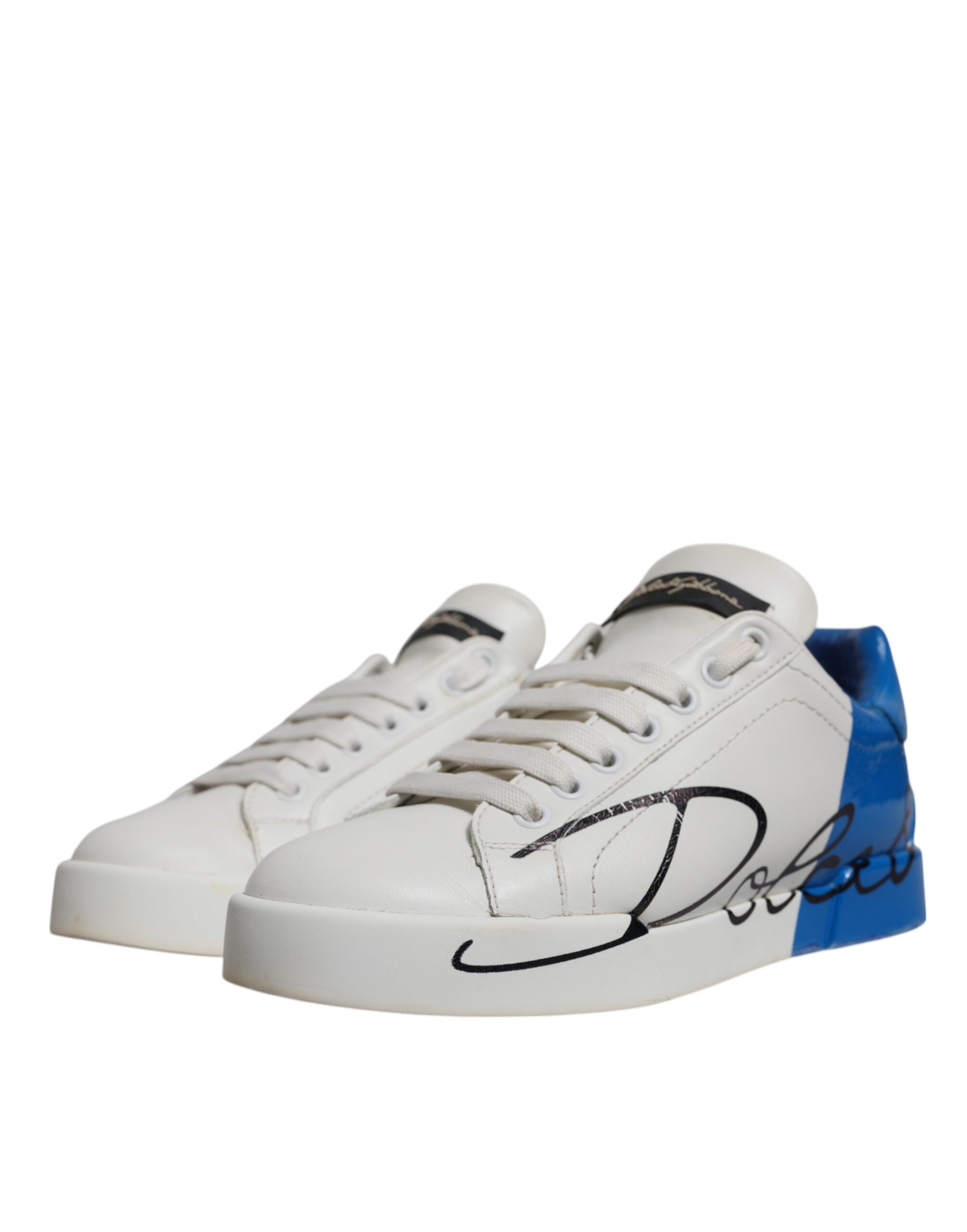 Dolce &amp; Gabbana – Portofino – Sneaker mit Logo in Weiß und Blau