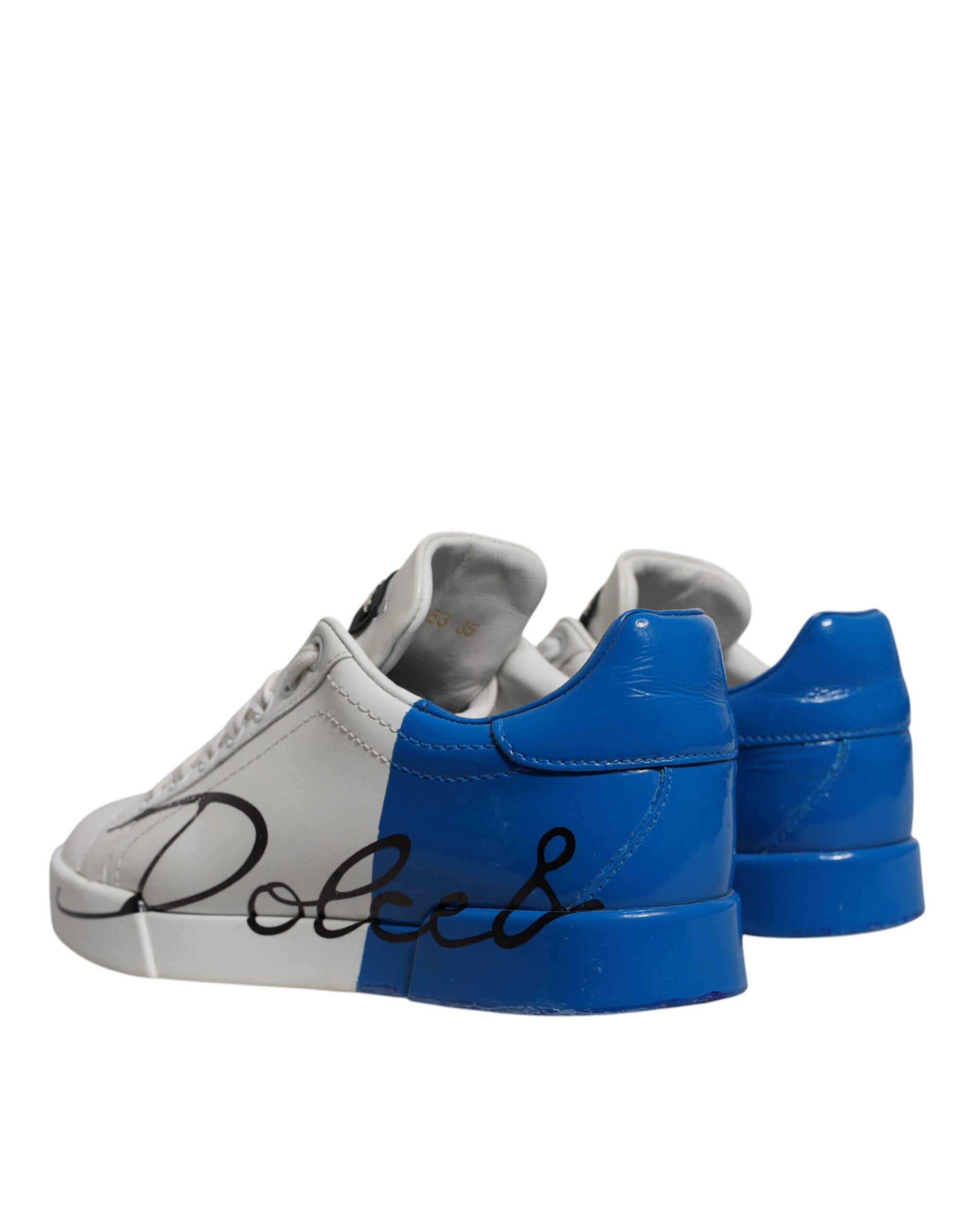 Dolce &amp; Gabbana – Portofino – Sneaker mit Logo in Weiß und Blau