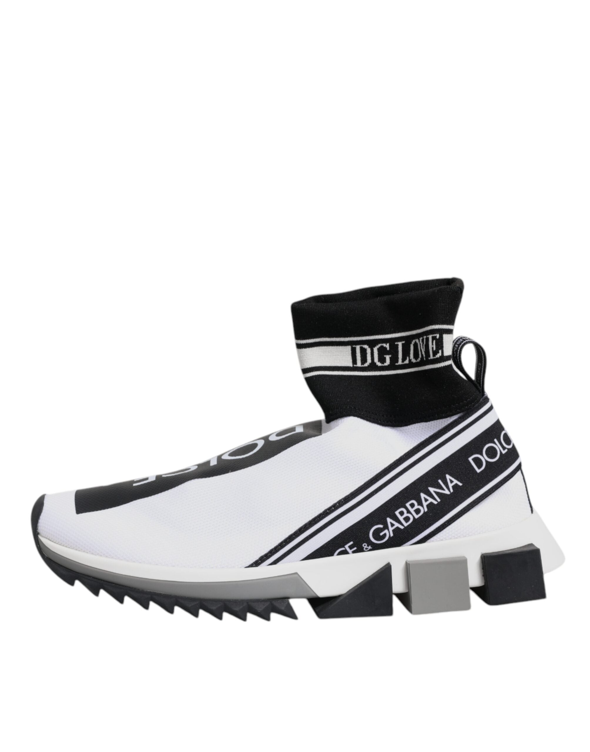 Șosete Dolce &amp; Gabbana Sorrento albe și negre, pantofi sport