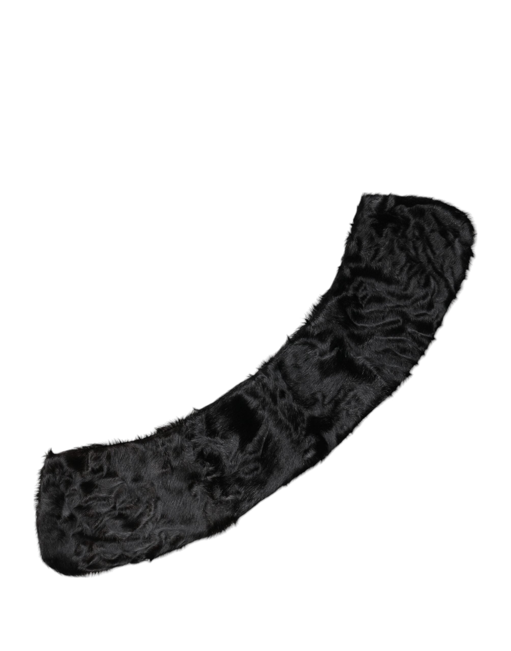 Dolce &amp; Gabbana Eșarfă neagră cu guler din blană de miel pentru femei