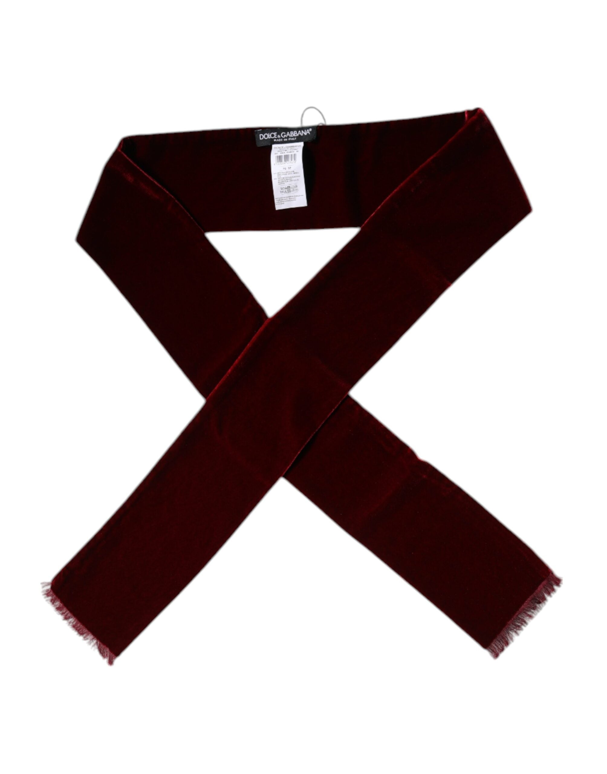 Eșarfă Dolce &amp; Gabbana Bordeaux din bumbac și mătase cu franjuri