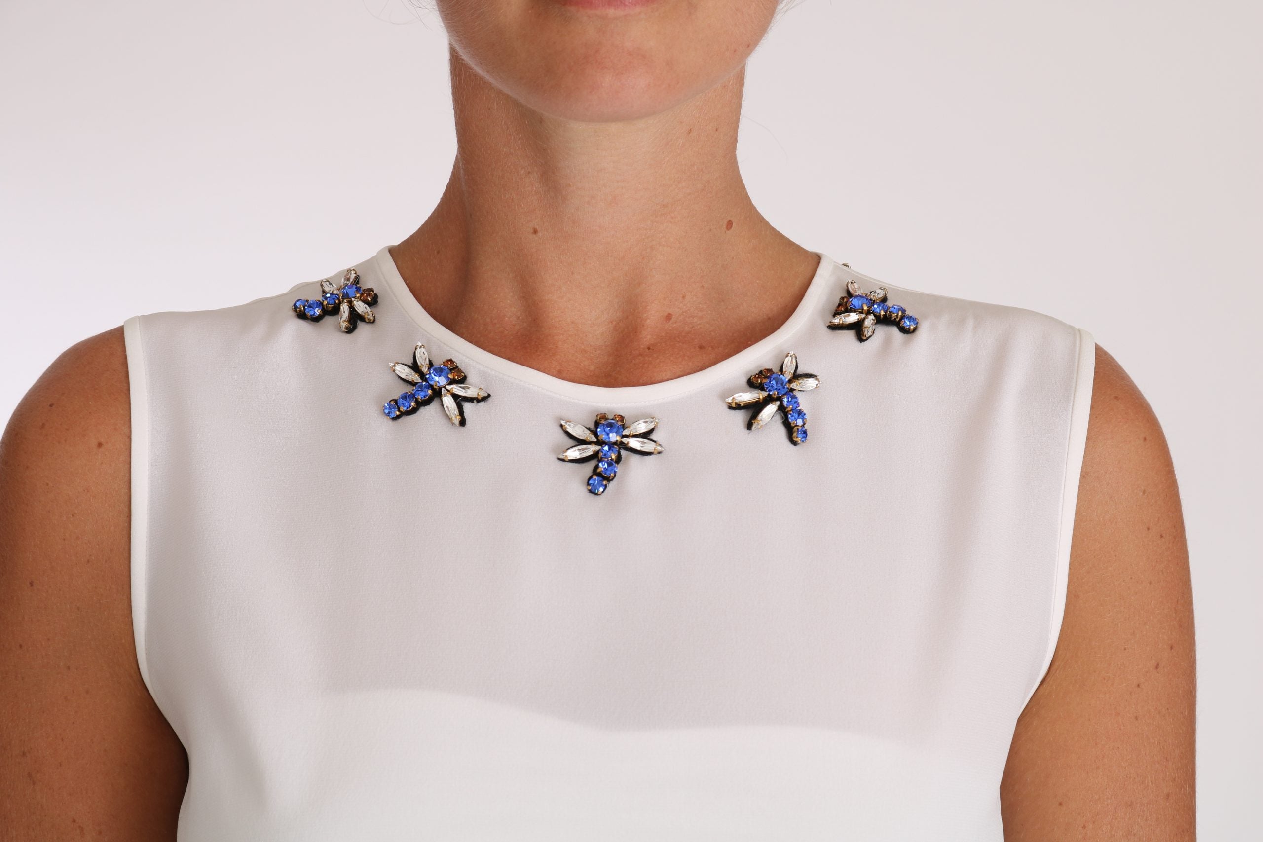 Dolce &amp; Gabbana Elegante, verzierte ärmellose Seidenbluse