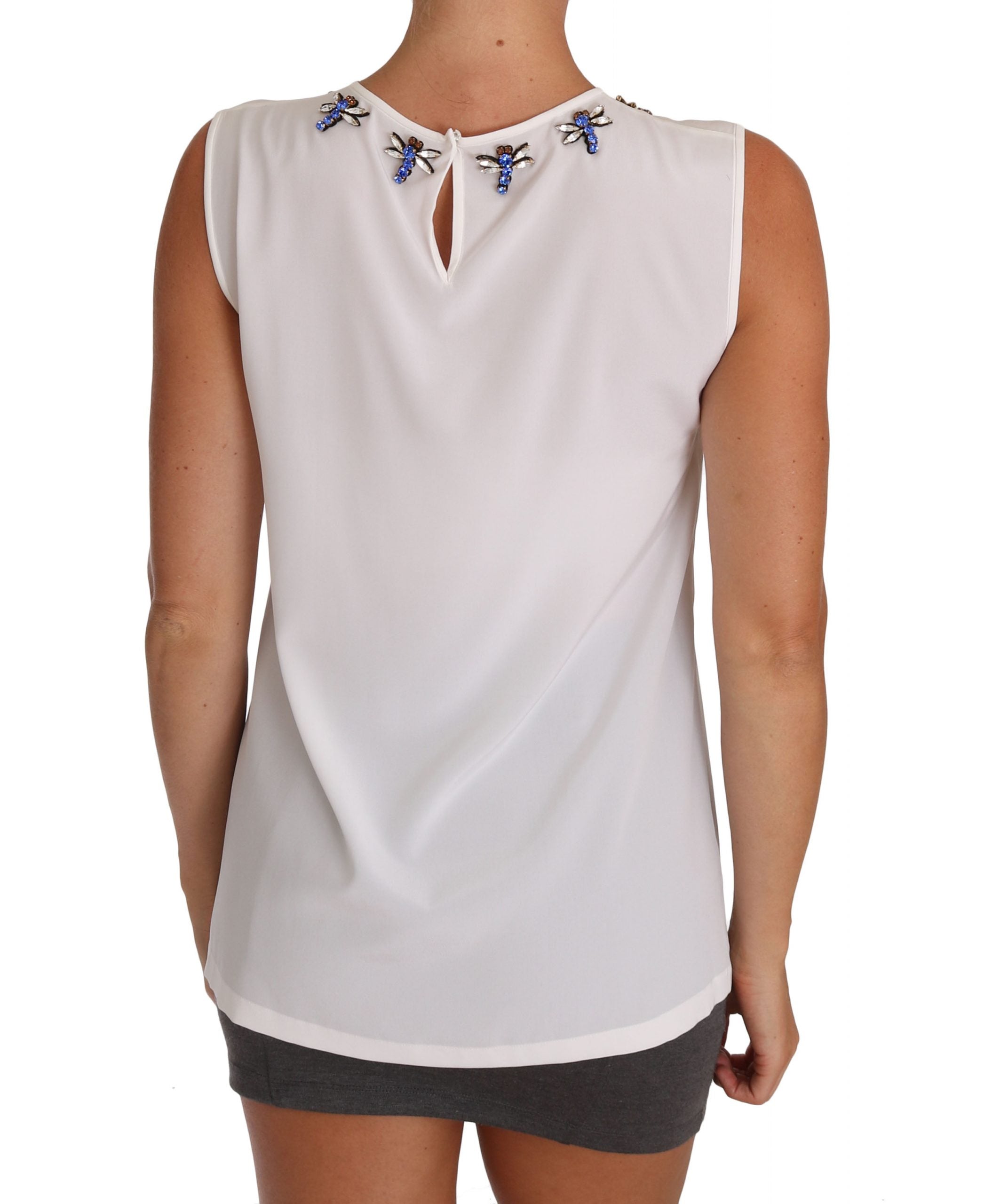 Dolce &amp; Gabbana Elegante, verzierte ärmellose Seidenbluse