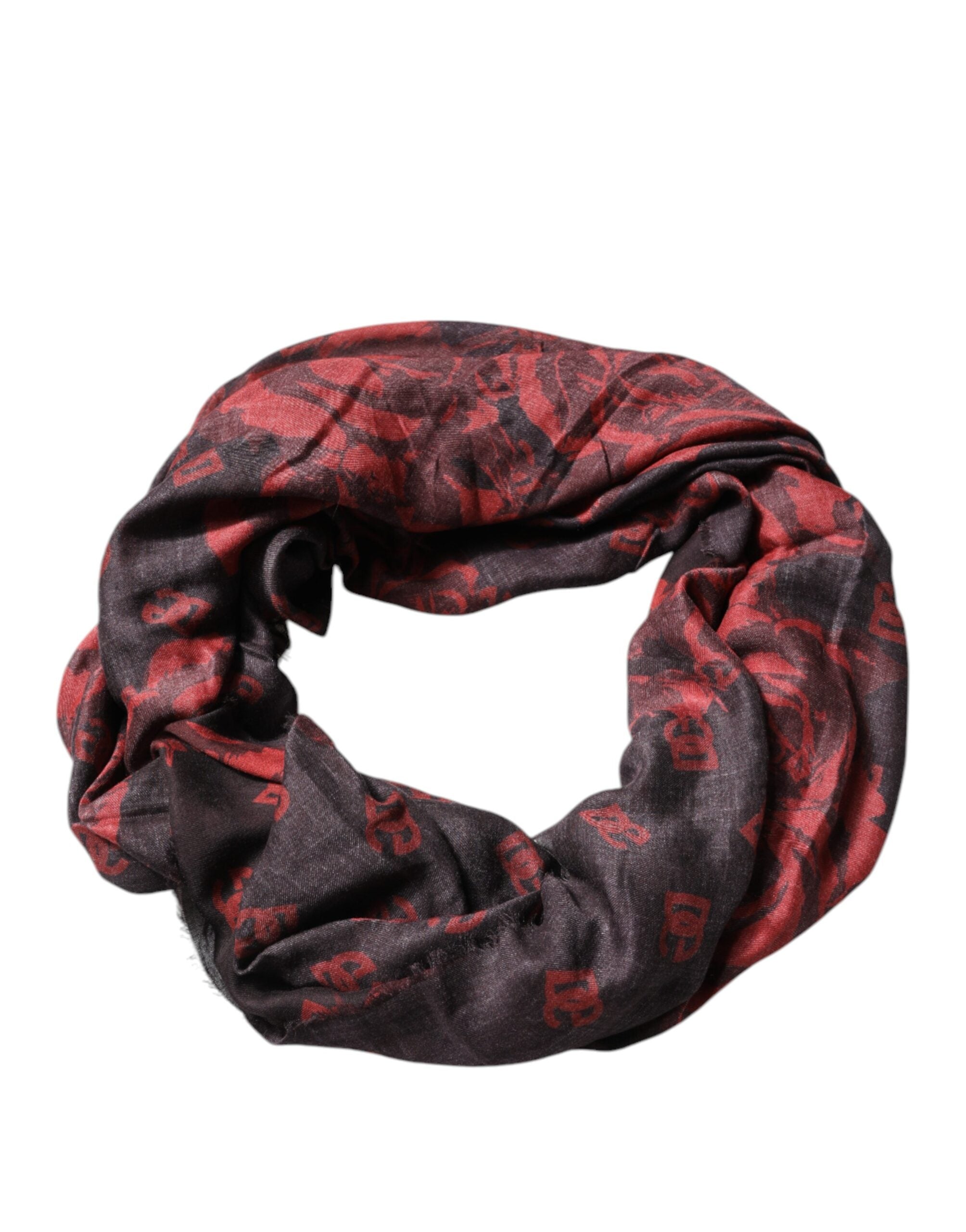 Eșarfă Dolce &amp; Gabbana cu imprimeu floral negru și roșu