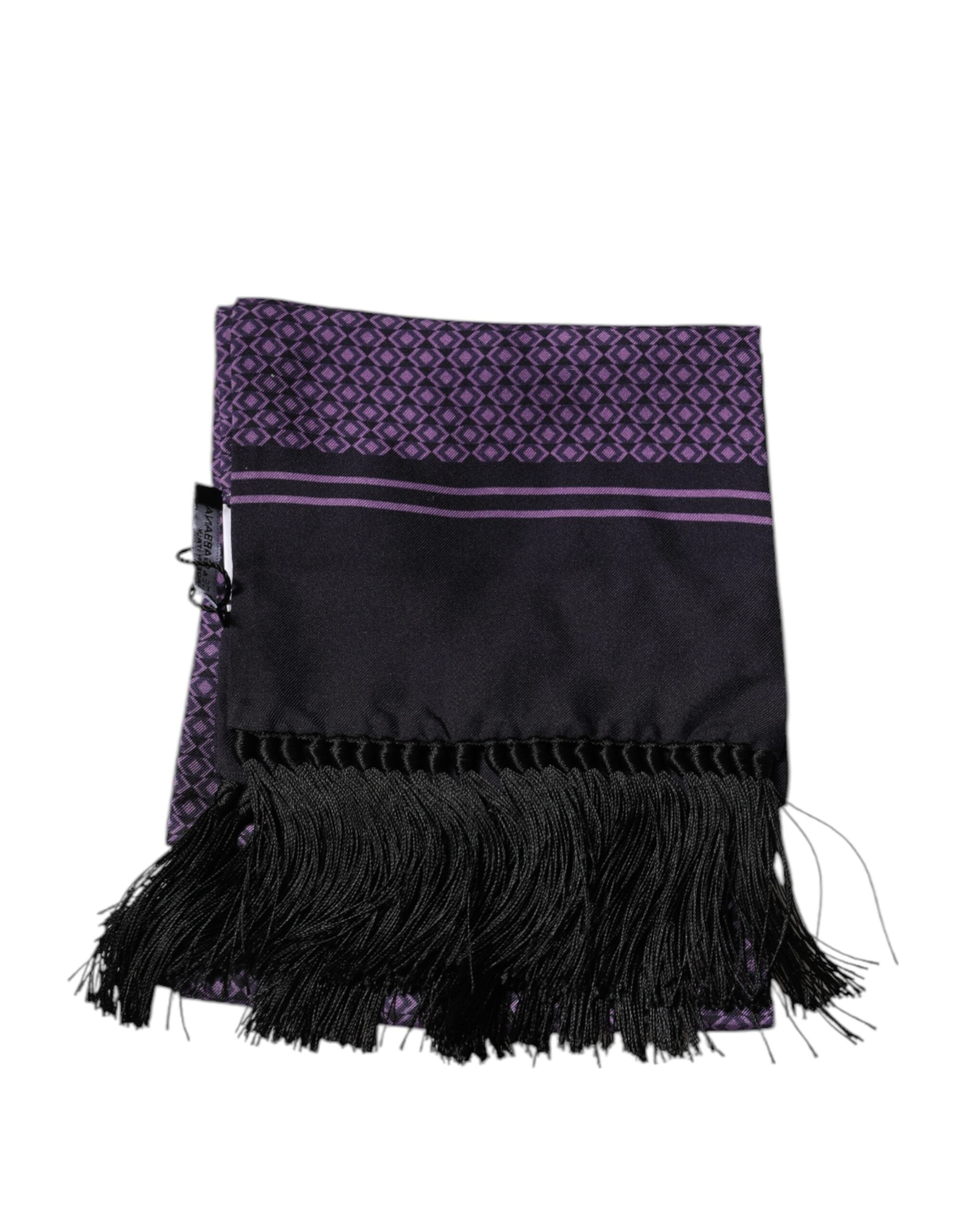 Eșarfă Dolce &amp; Gabbana din mătase violet Fantasy cu franjuri