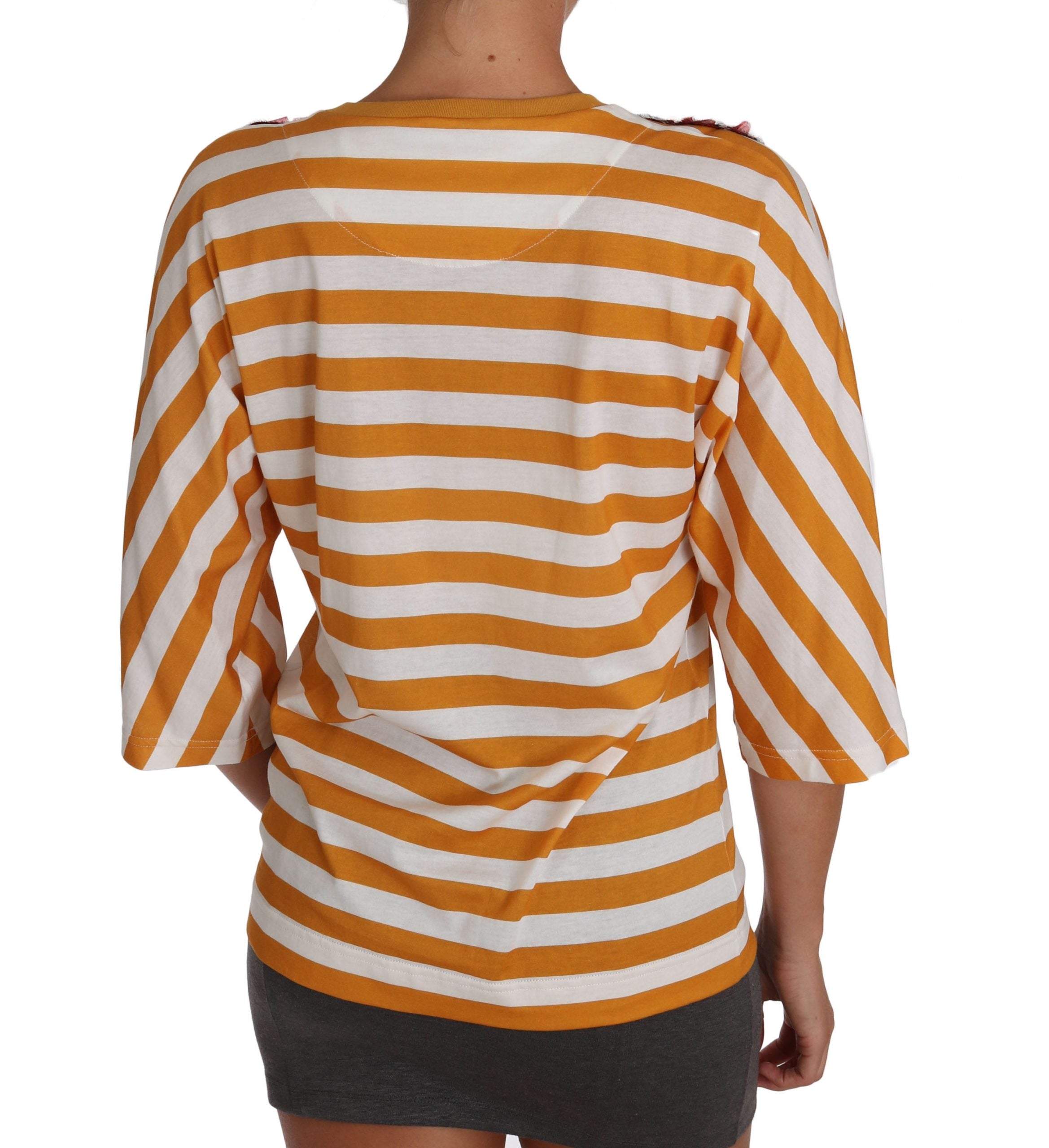 Dolce &amp; Gabbana FIRENZE Paillettenbluse in Orange und Weiß