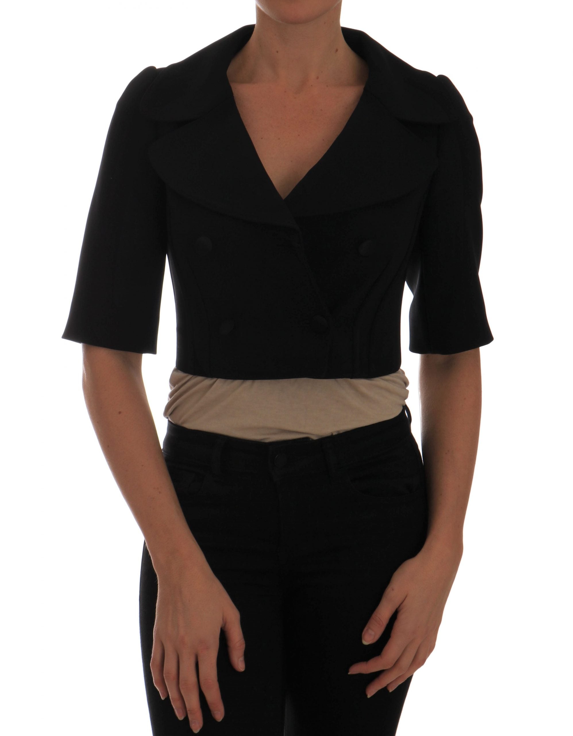 Dolce &amp; Gabbana Schicker schwarzer kurzer Zweireiher-Blazer