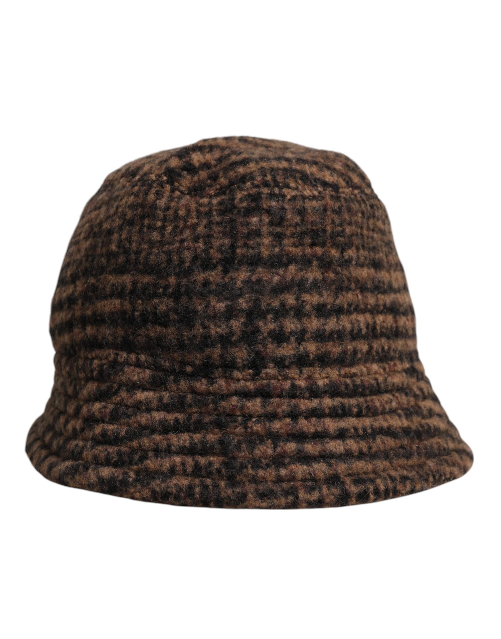 Pălărie Dolce &amp; Gabbana maro cu model Houndstooth din lână țesută