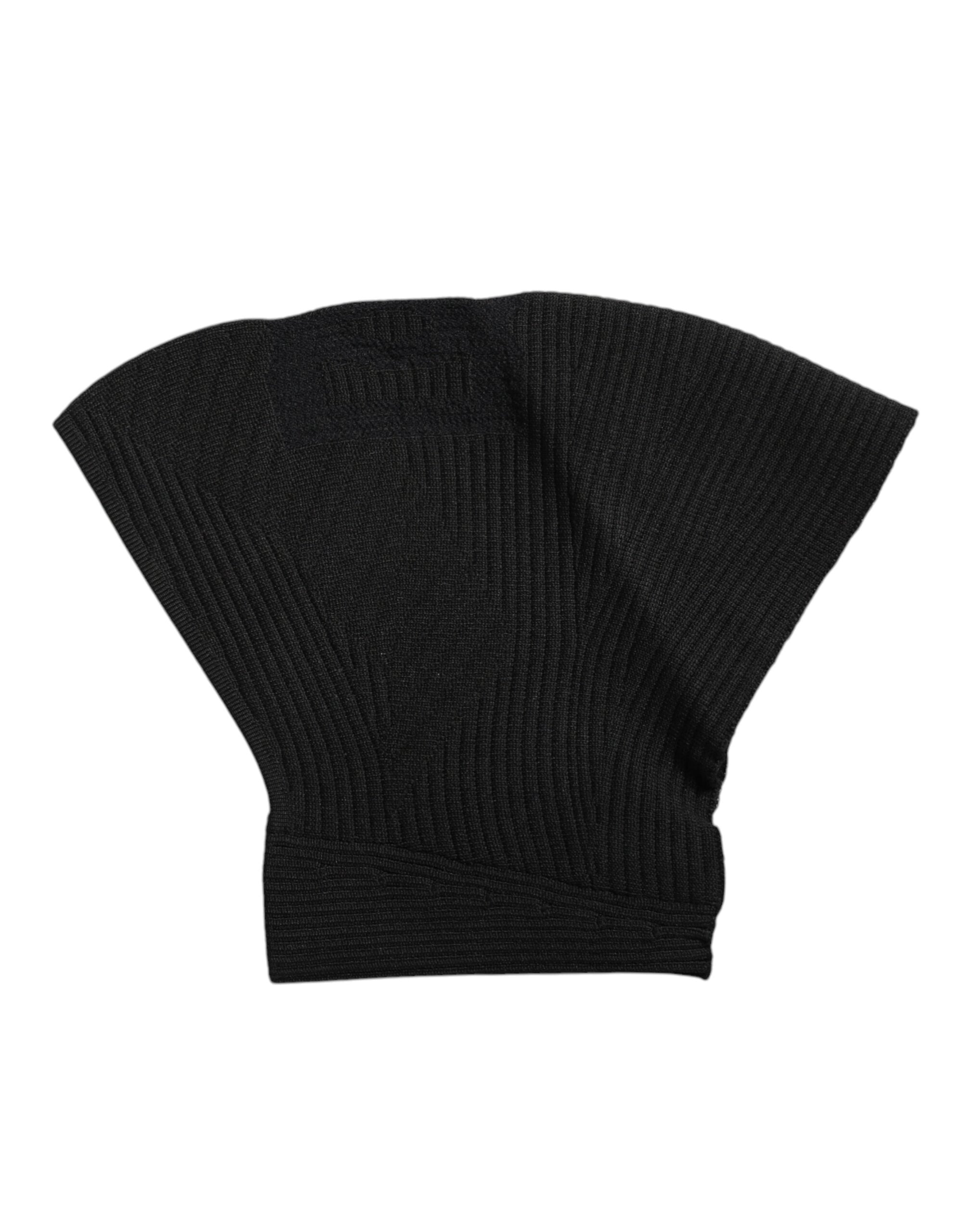 Mască de schi Dolce &amp; Gabbana neagră din nailon tricotat, cagulă