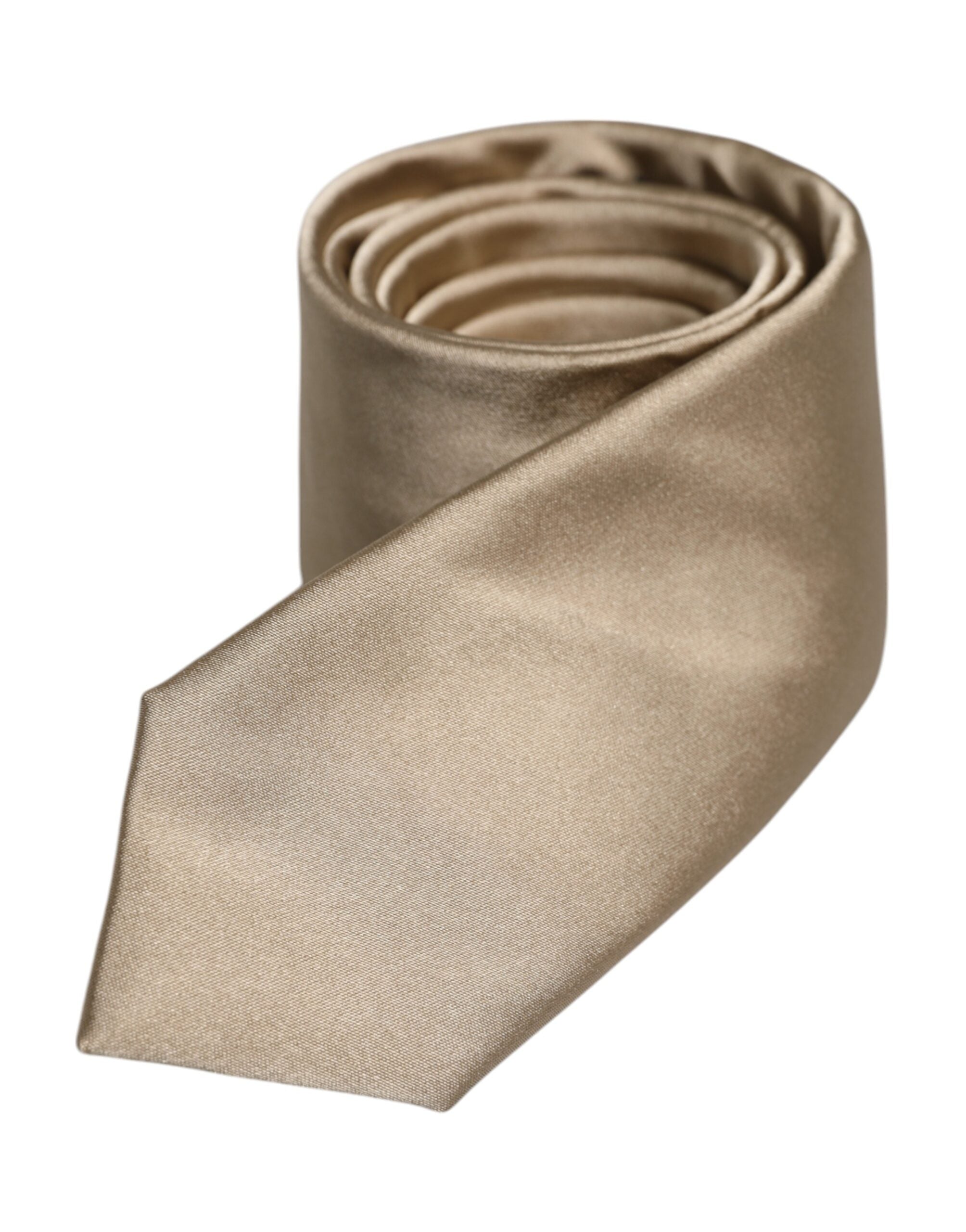 Dolce &amp; Gabbana Beige, verstellbare Krawatte aus massiver Seide