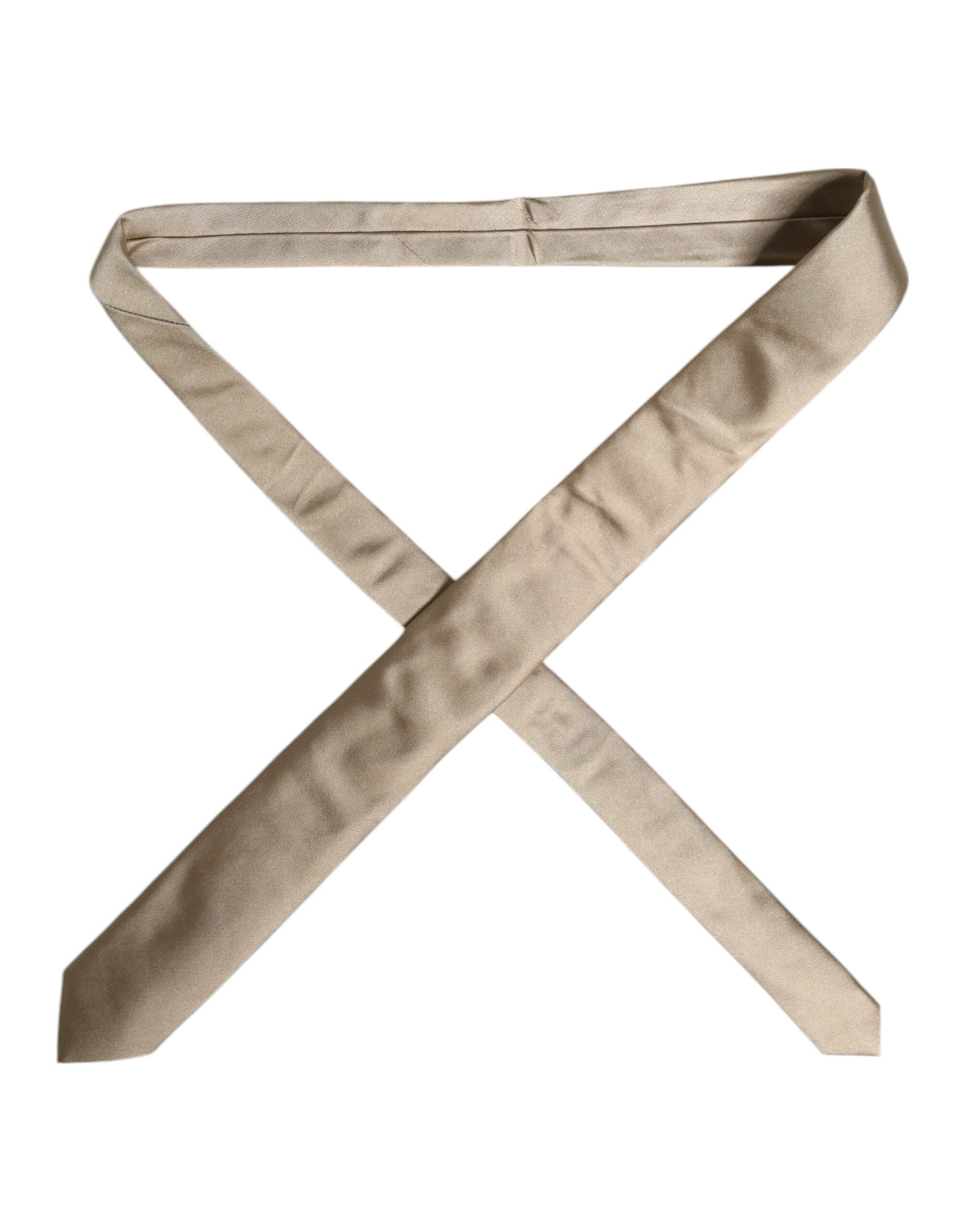Dolce &amp; Gabbana Beige, verstellbare Krawatte aus massiver Seide