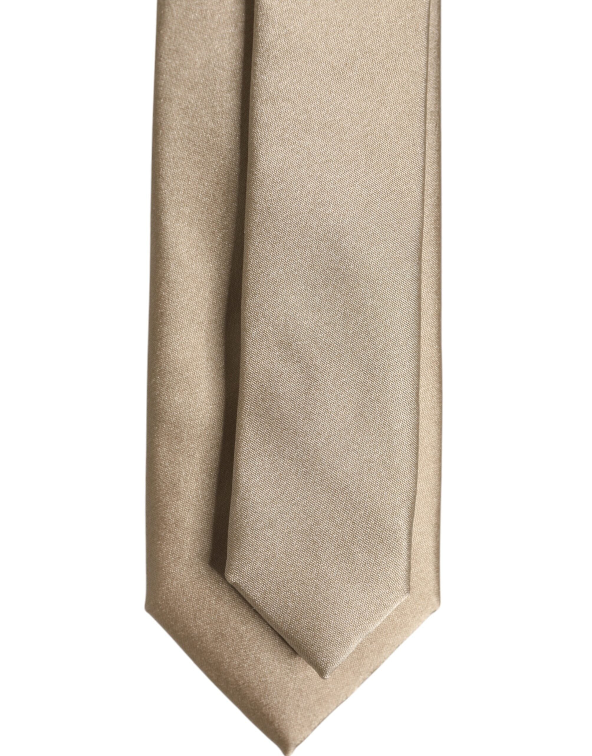 Dolce &amp; Gabbana Beige, verstellbare Krawatte aus massiver Seide