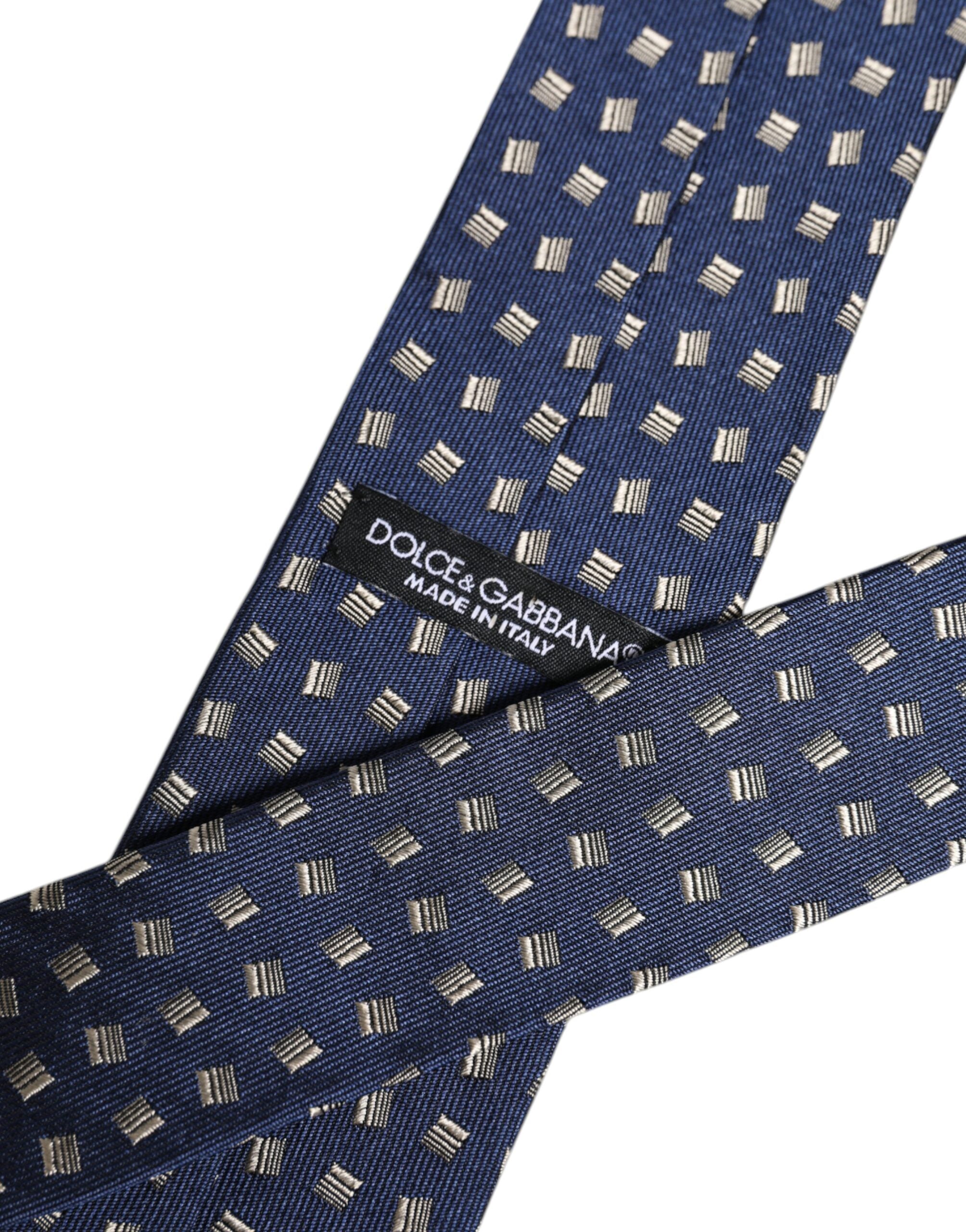 Dolce &amp; Gabbana – Blau gemusterte, verstellbare Seidenkrawatte