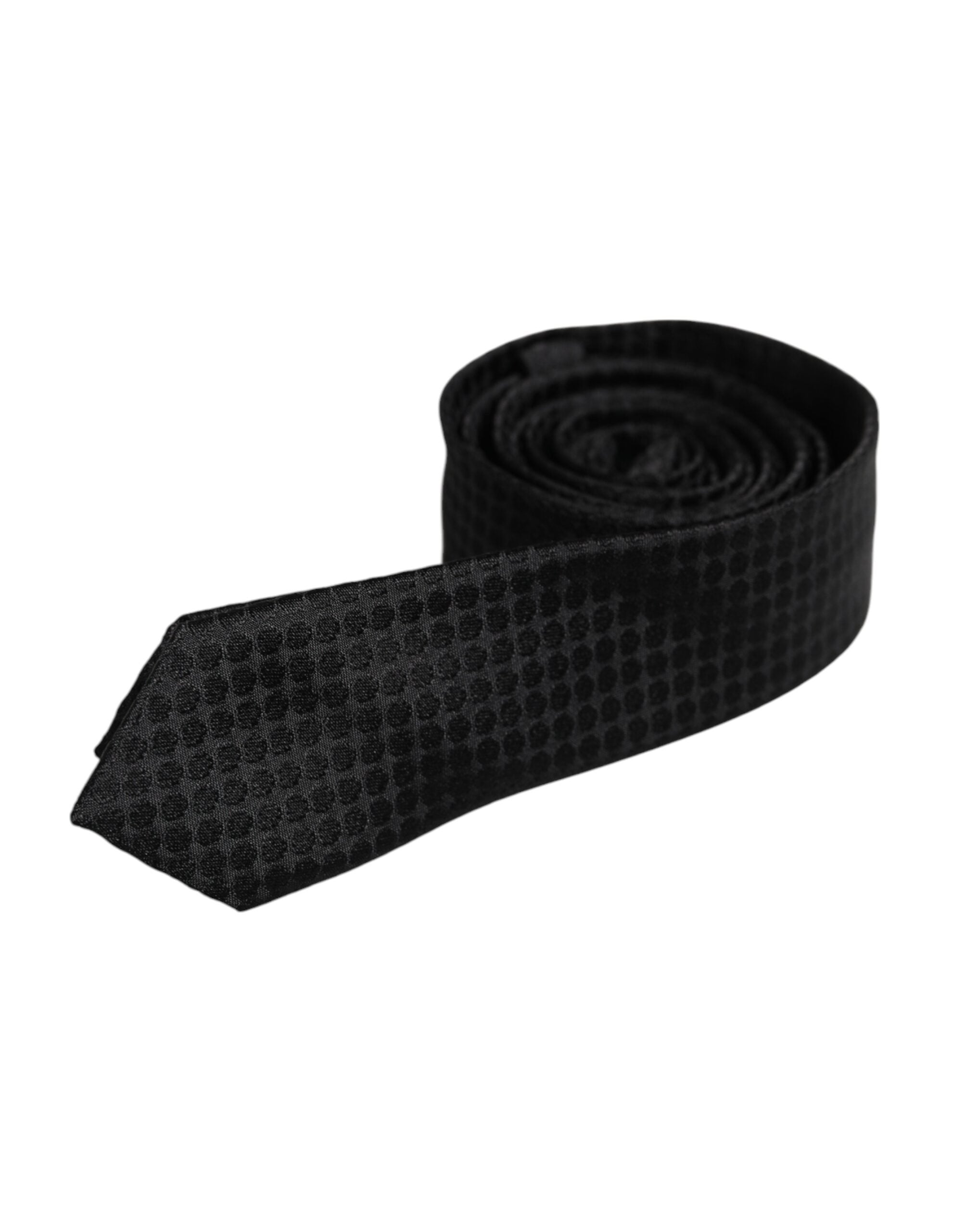 Cravată ajustabilă din mătase cu cercuri negre Dolce &amp; Gabbana