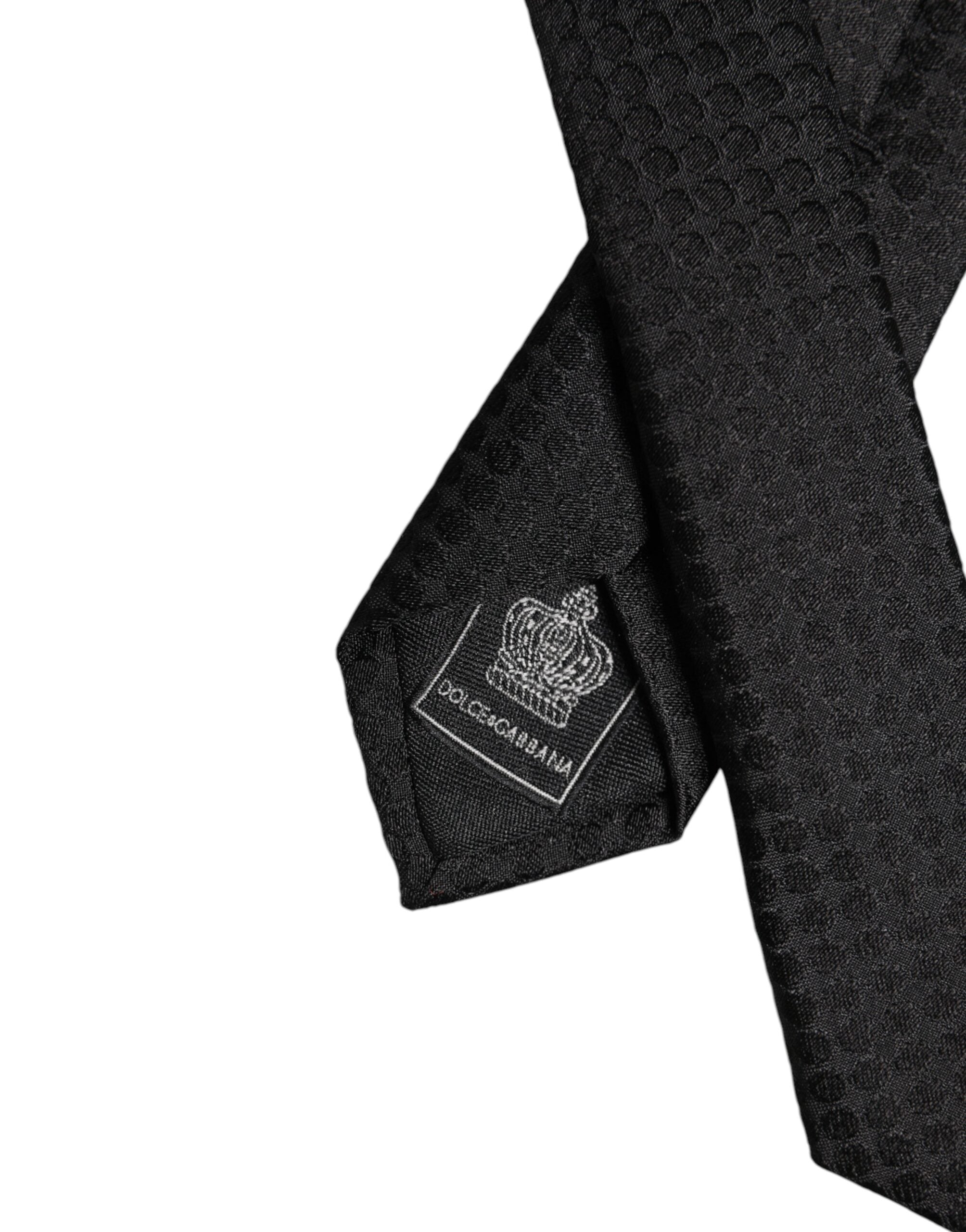 Cravată ajustabilă din mătase cu cercuri negre Dolce &amp; Gabbana