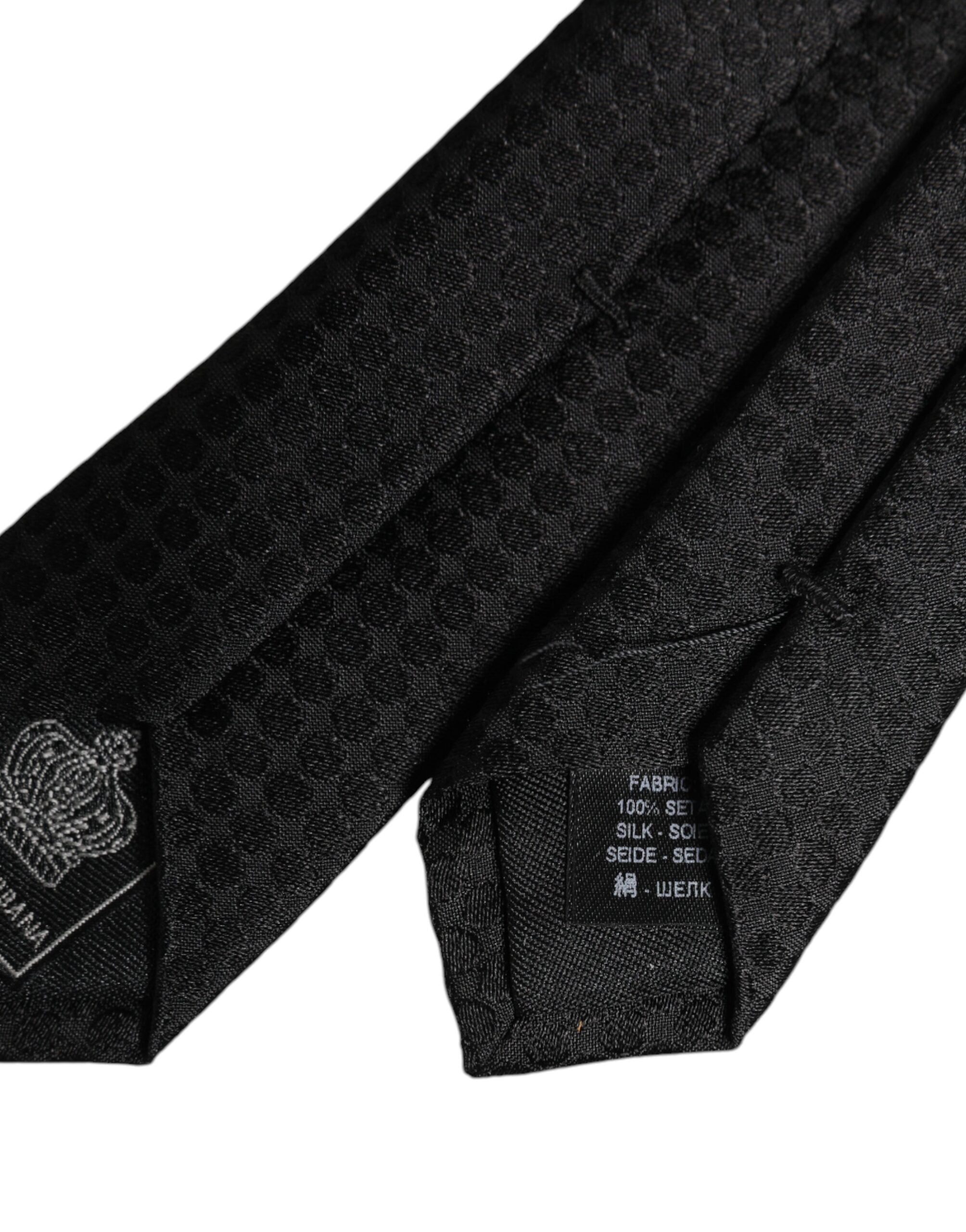 Cravată ajustabilă din mătase cu cercuri negre Dolce &amp; Gabbana