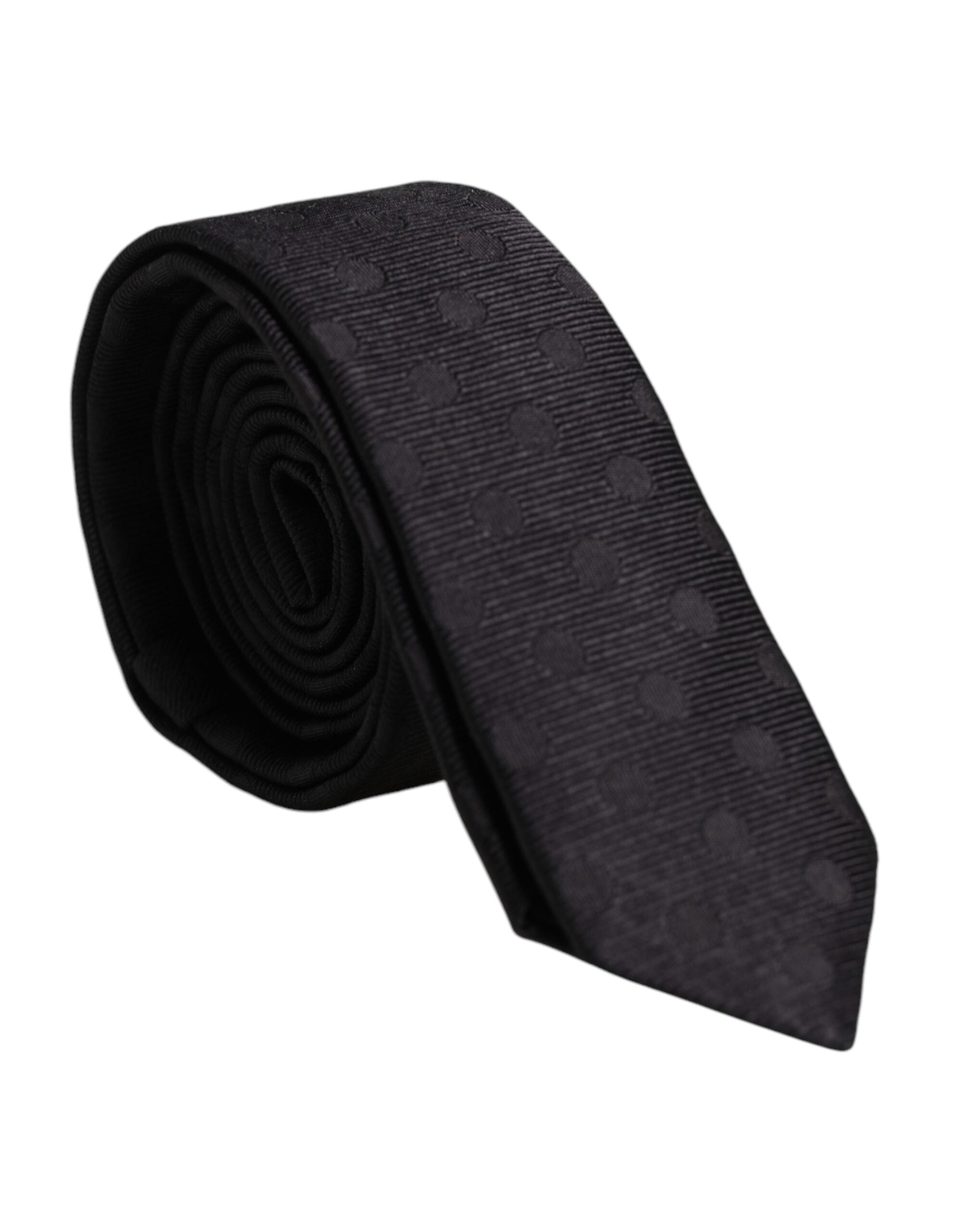 Cravată ajustabilă din mătase cu cercuri negre Dolce &amp; Gabbana