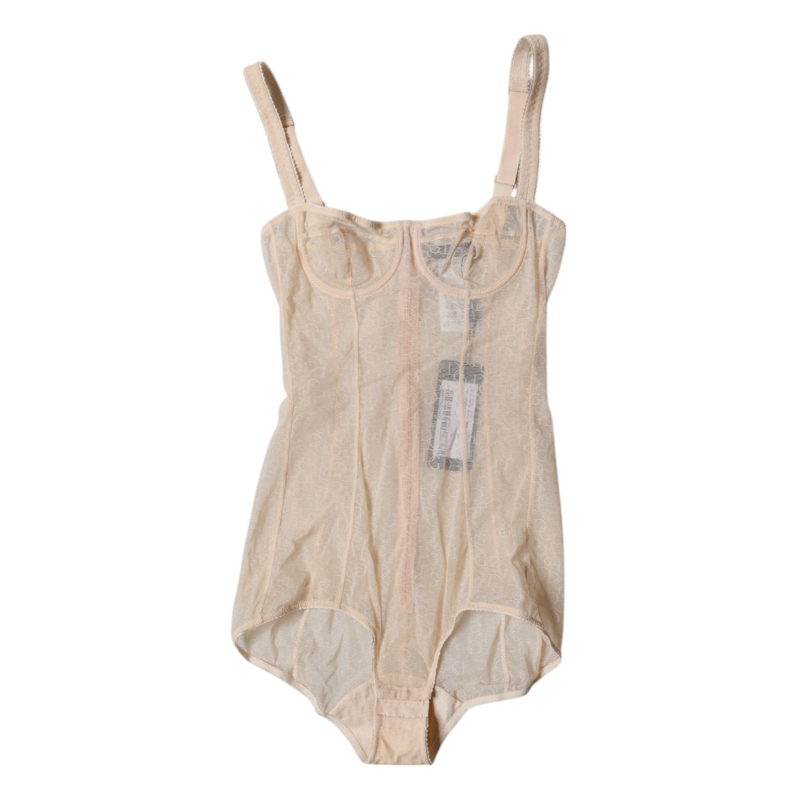 Dolce &amp; Gabbana Bej Tulle Balconette Sutien Body Lenjerie intimă