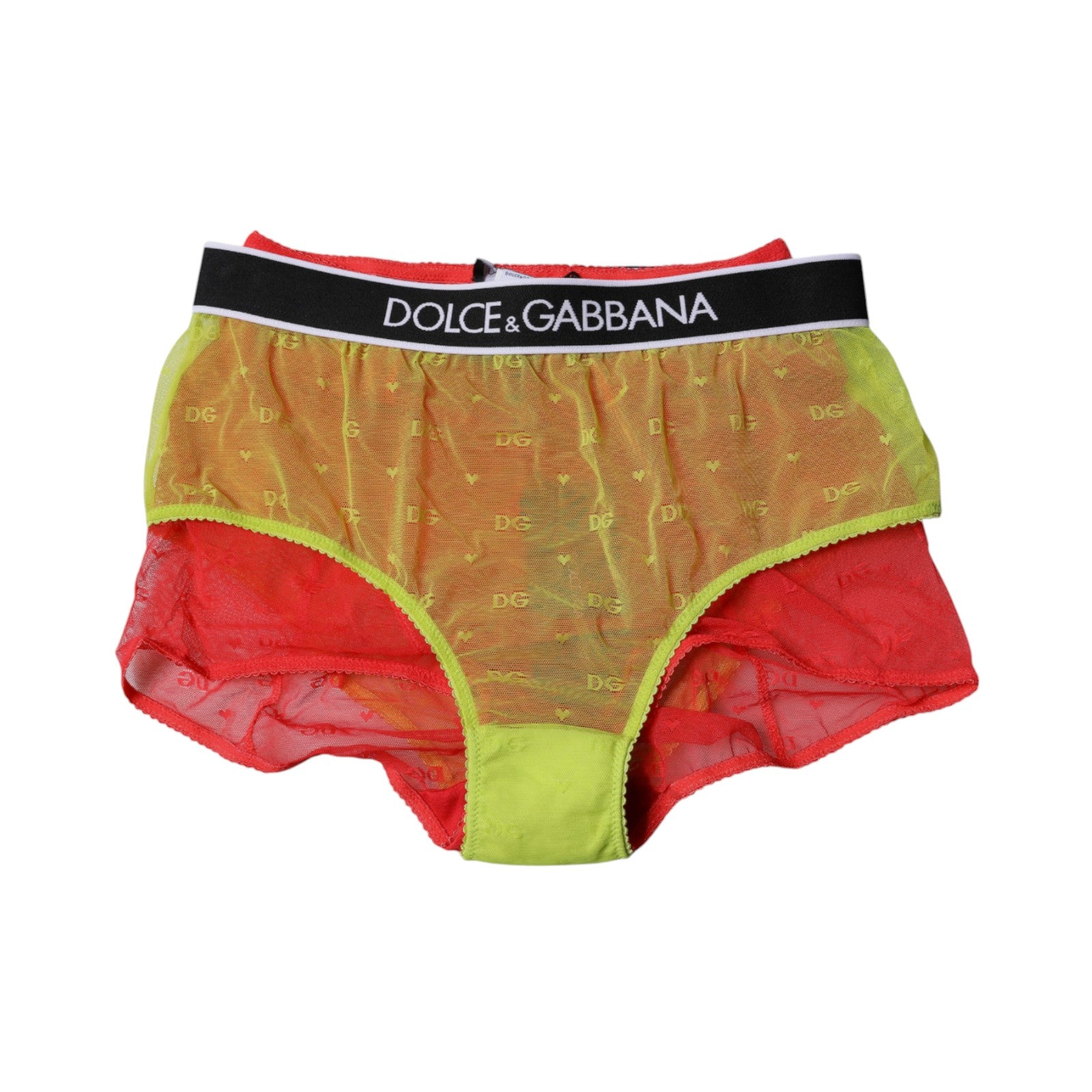 Lenjerie intimă Dolce &amp; Gabbana cu talie medie și tul roșu și galben