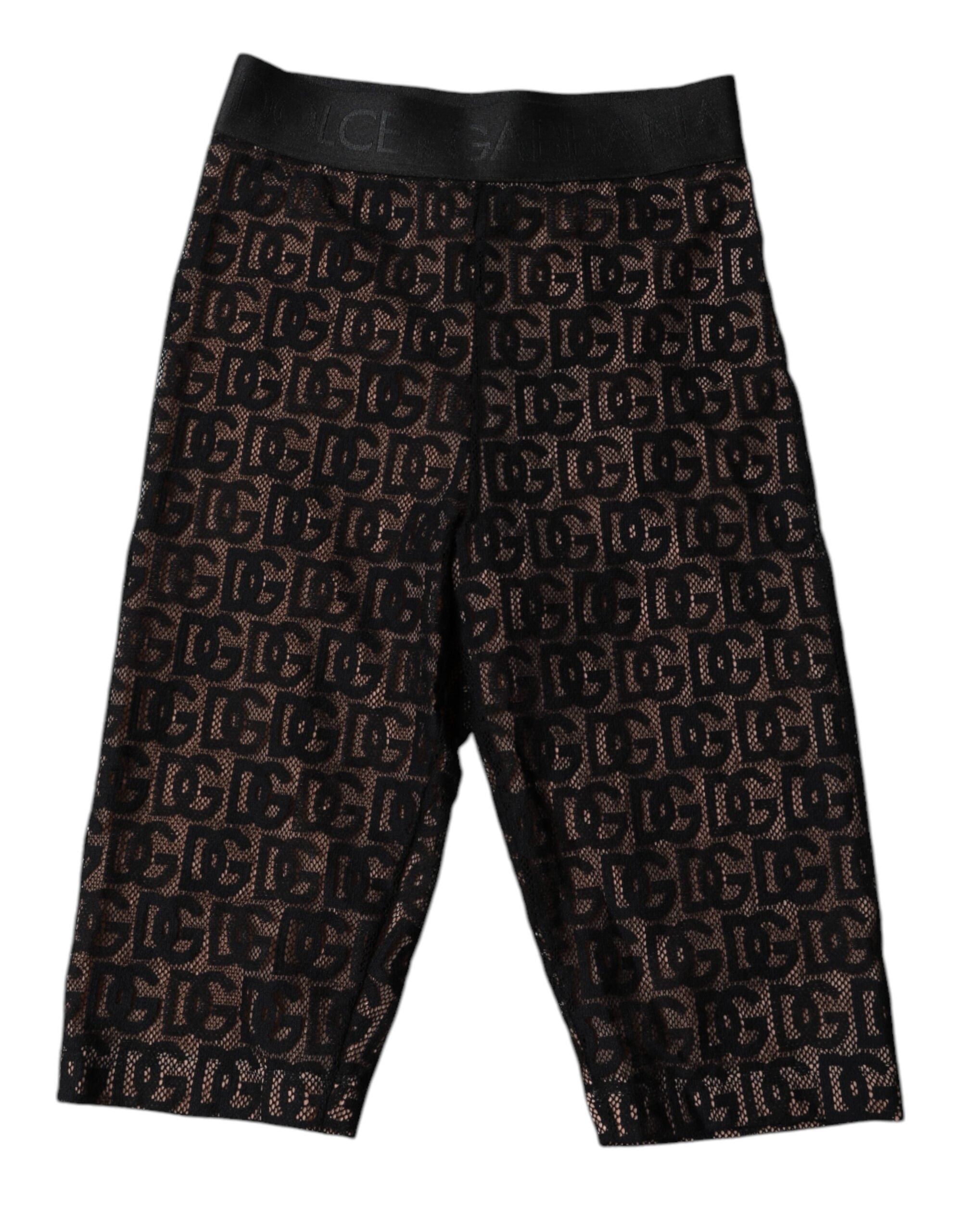 Dolce &amp; Gabbana – Kurze Strumpfhose mit Logo und Monogramm in Schwarz