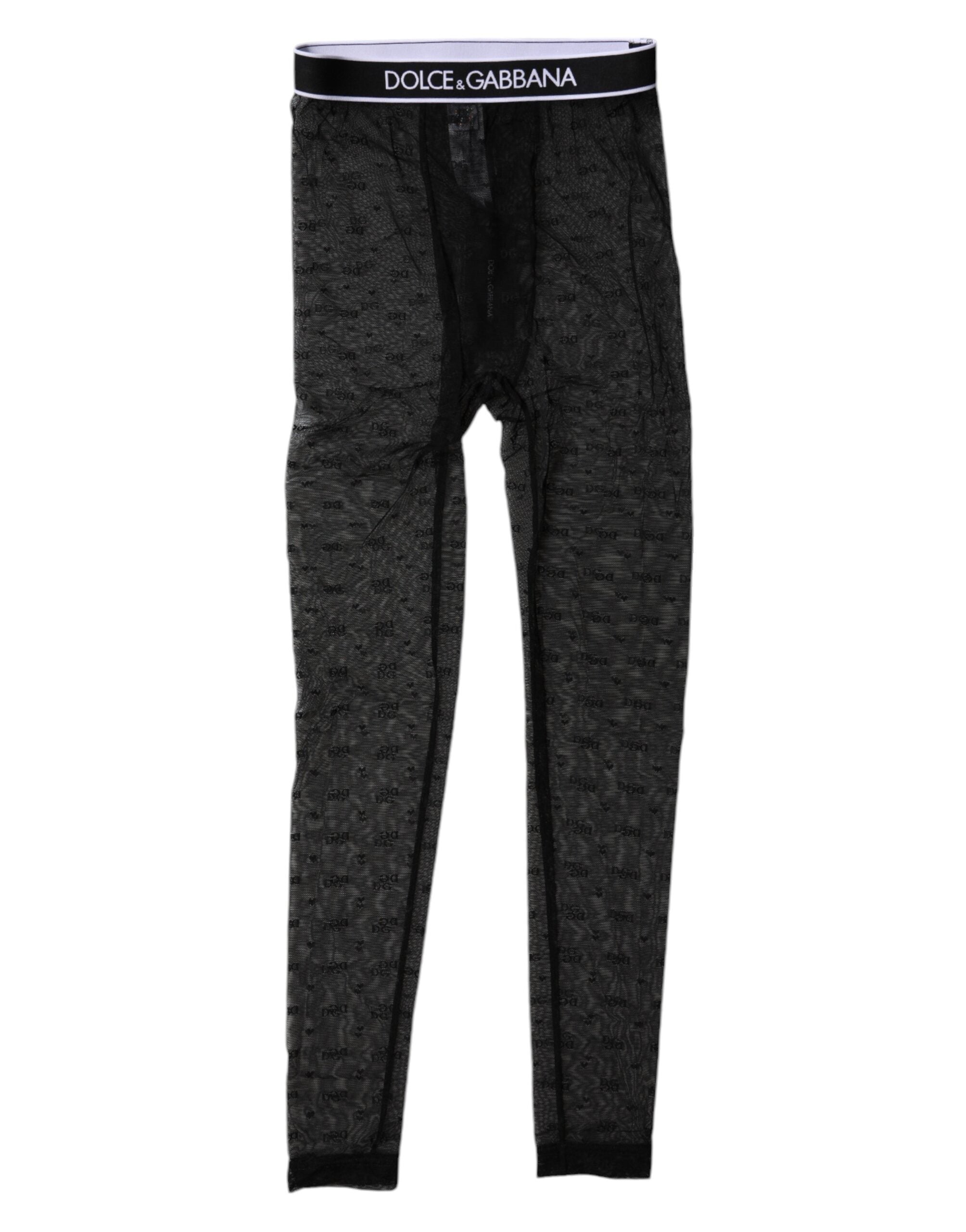 Dolce &amp; Gabbana Schwarzes Logo Spitzen-Dessous Enge Unterhose