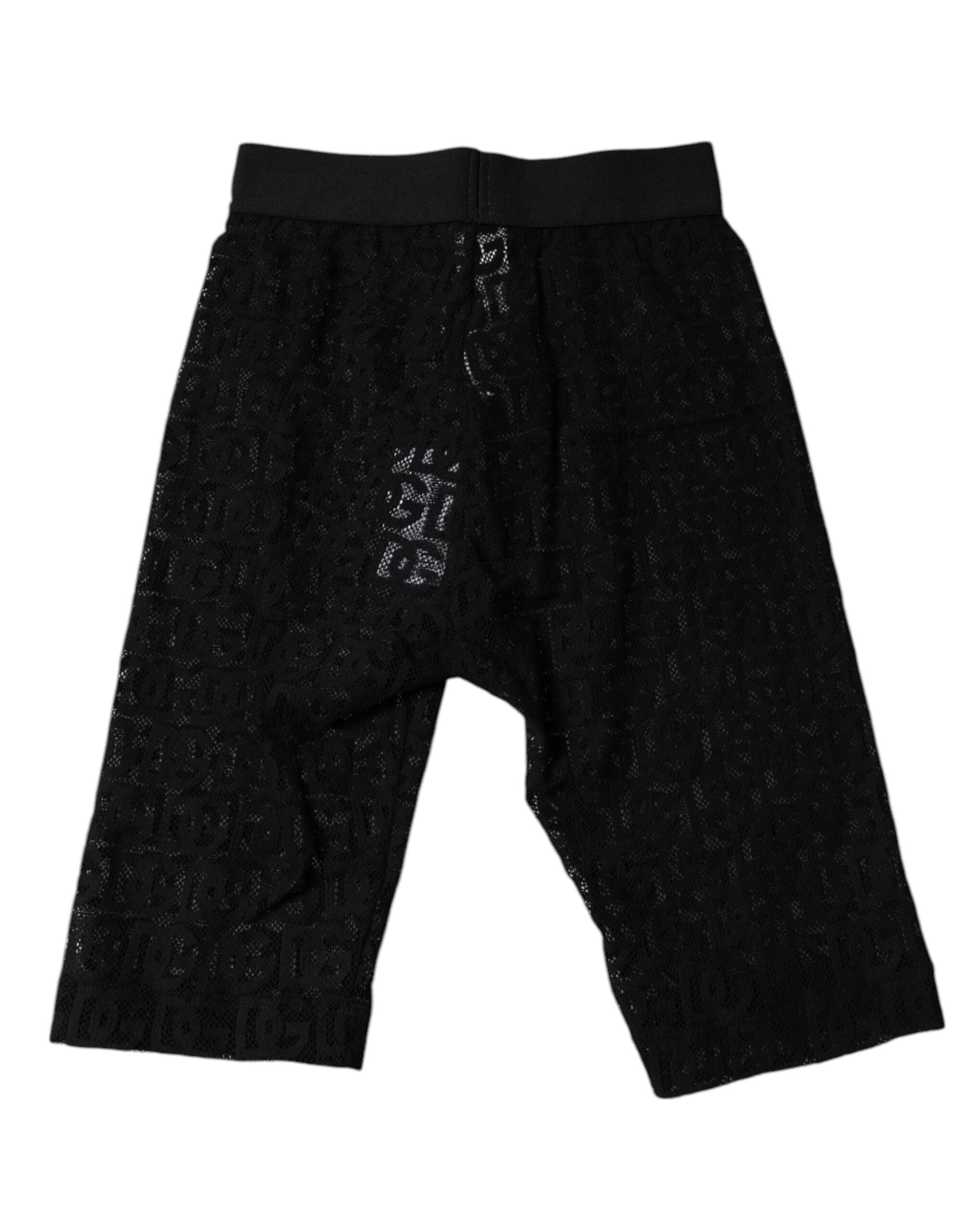 Dolce &amp; Gabbana – Kurze Strumpfhose mit Logo und Monogramm in Schwarz