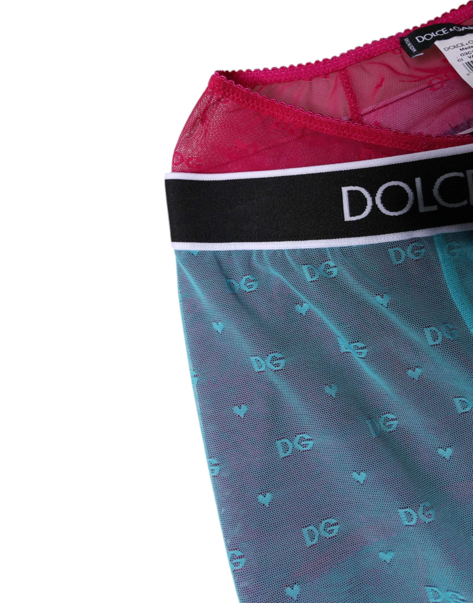 Lenjerie intimă scurtă Dolce &amp; Gabbana cu logo albastru fuchsia
