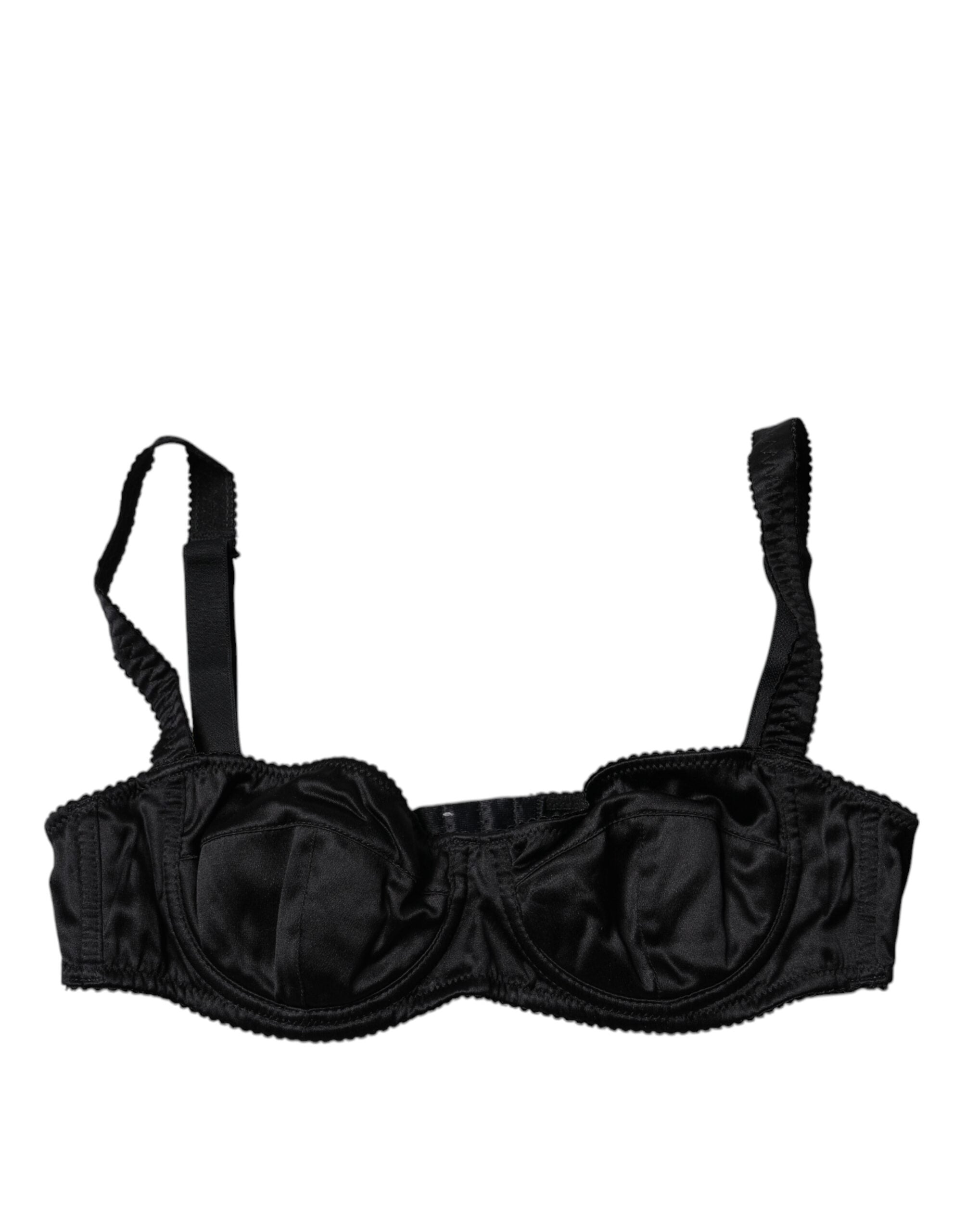 Dolce &amp; Gabbana Balconette-BH aus schwarzer Stretch-Seide