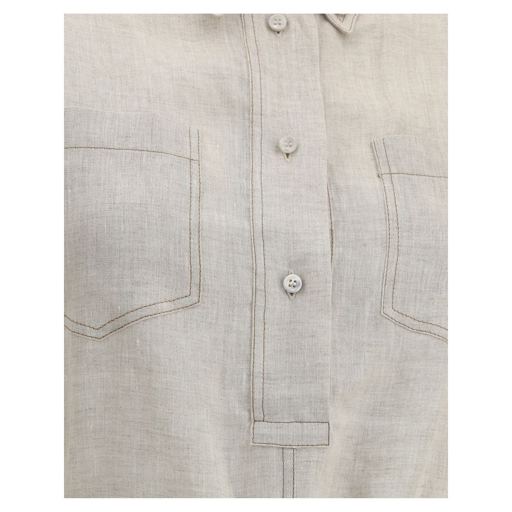 Brunello Cucinelli Rochie lunga din in