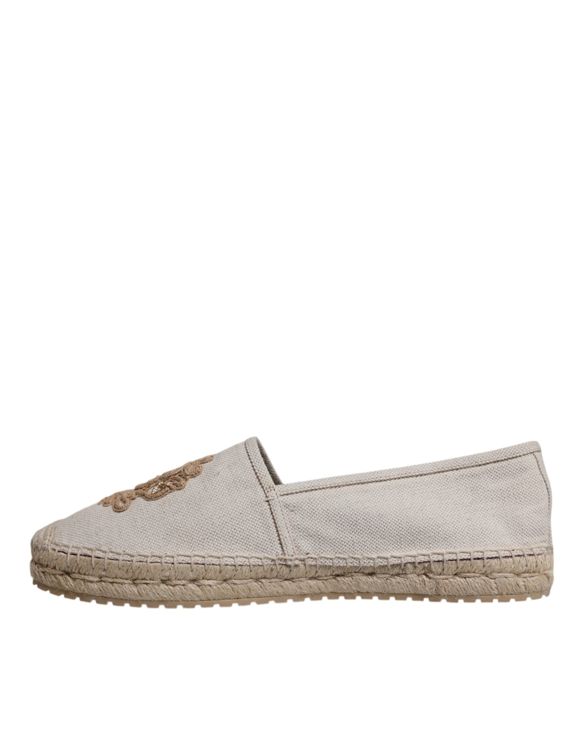 Dolce &amp; Gabbana – Espadrilles zum Hineinschlüpfen aus besticktem Canvas in Beige