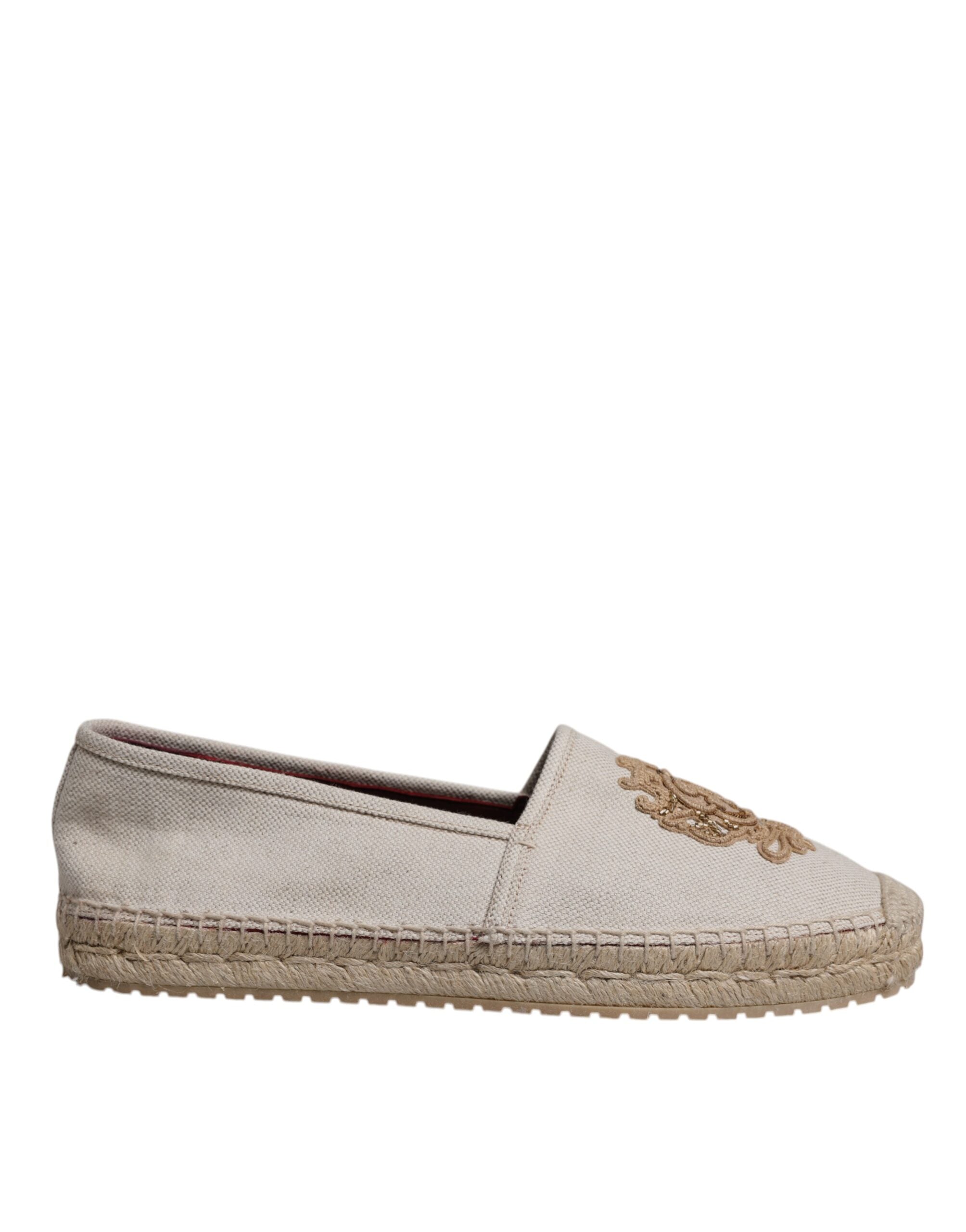 Dolce &amp; Gabbana – Espadrilles zum Hineinschlüpfen aus besticktem Canvas in Beige