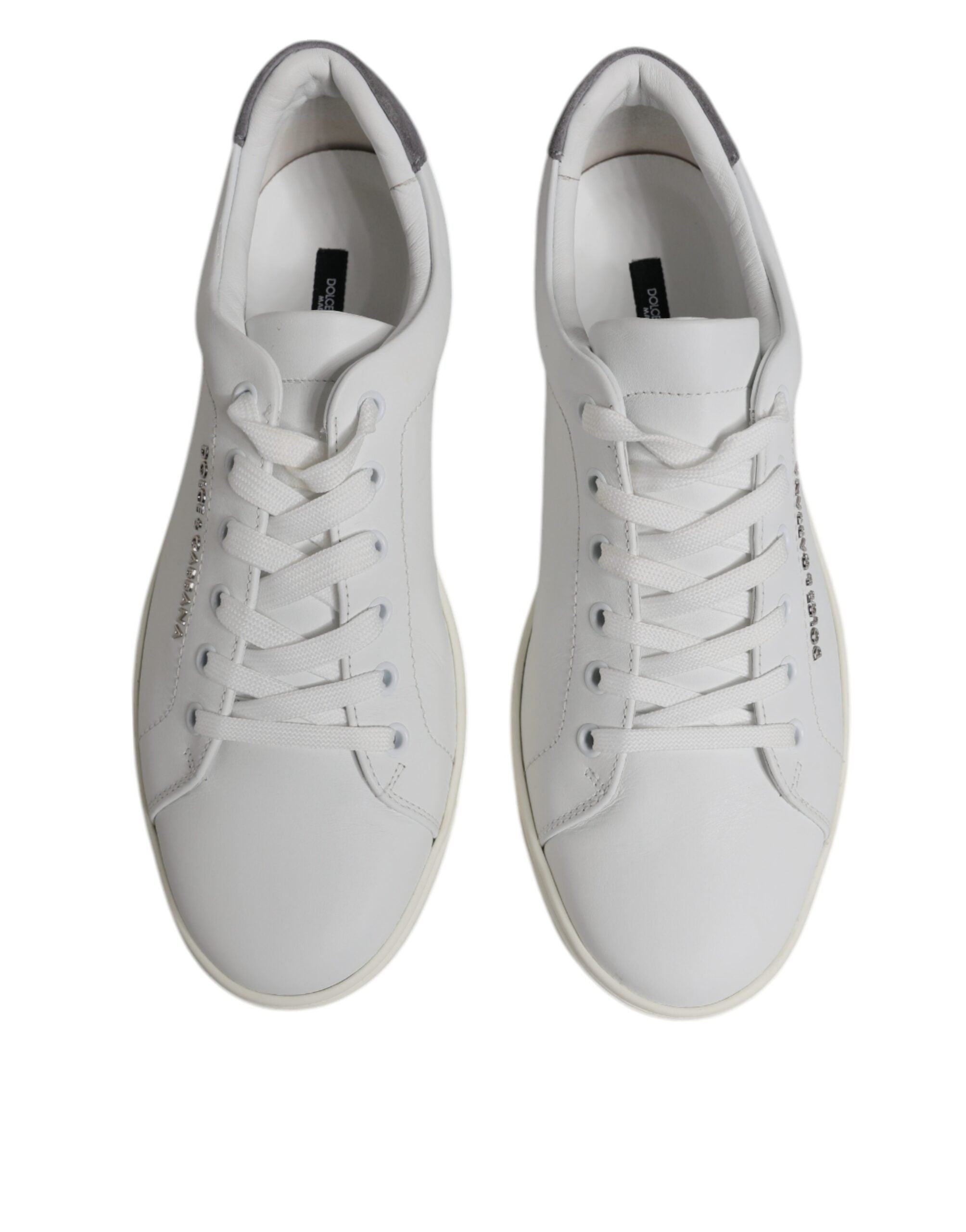 Dolce &amp; Gabbana Weiße Wildleder Low Top Sneakers Schuhe