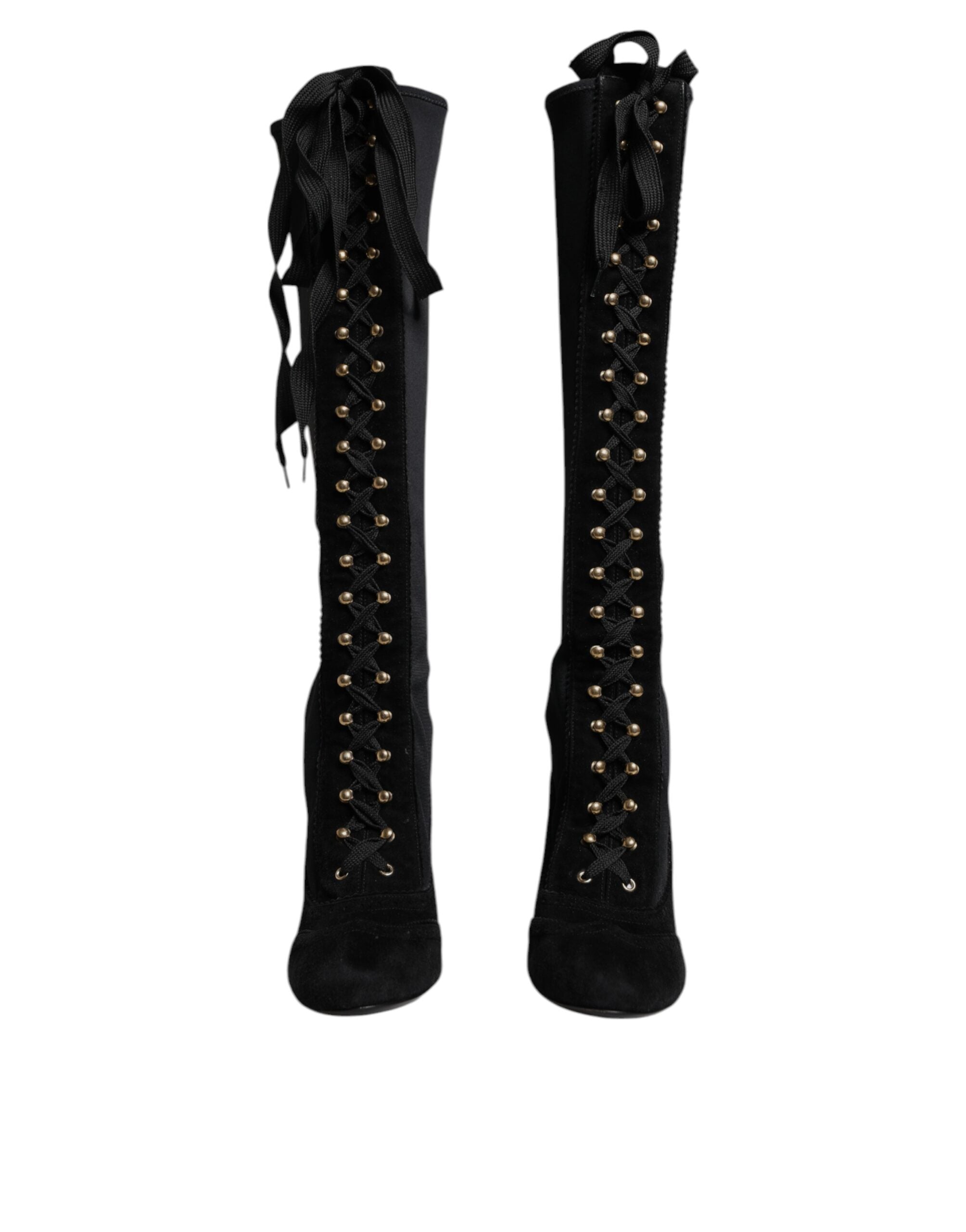 Dolce &amp; Gabbana Schwarze Schnürschuhe mit hohen Absätzen