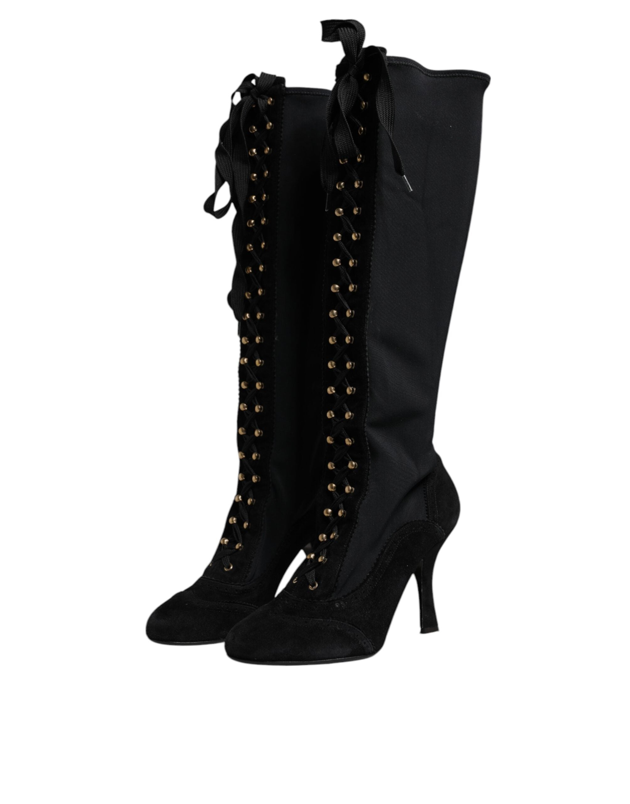 Dolce &amp; Gabbana Schwarze Schnürschuhe mit hohen Absätzen