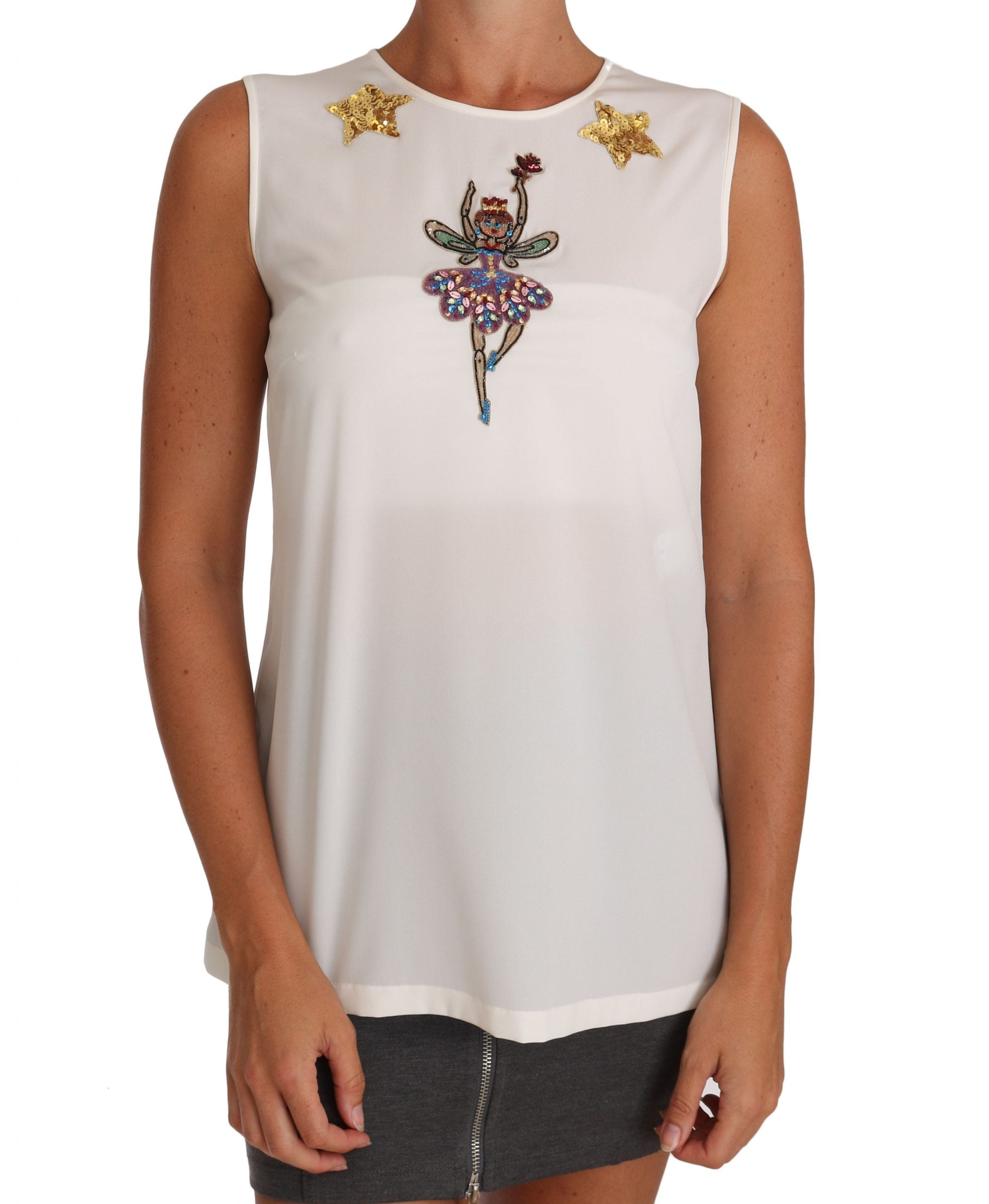 Bluză de mătase Dolce &amp; Gabbana cu cristale Enchanted