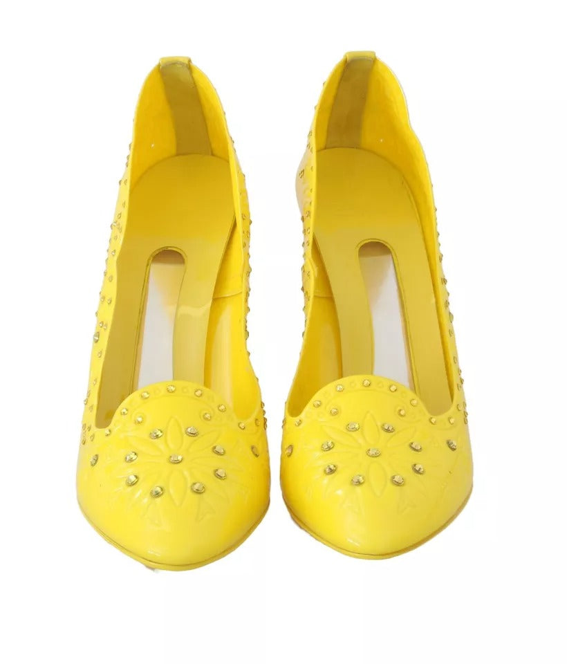 Dolce &amp; Gabbana Gelbe Kristall Heels CINDERELLA Schuhe