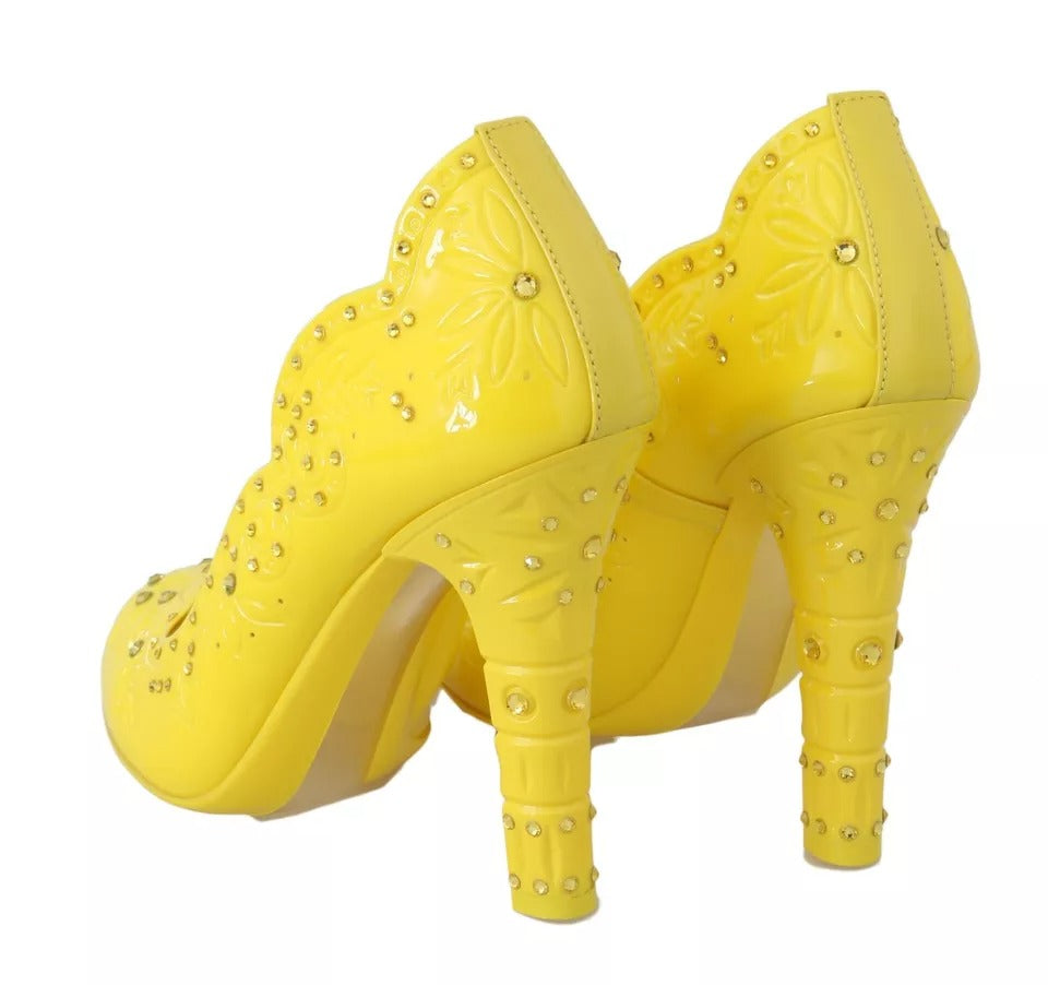 Dolce &amp; Gabbana Gelbe Kristall Heels CINDERELLA Schuhe