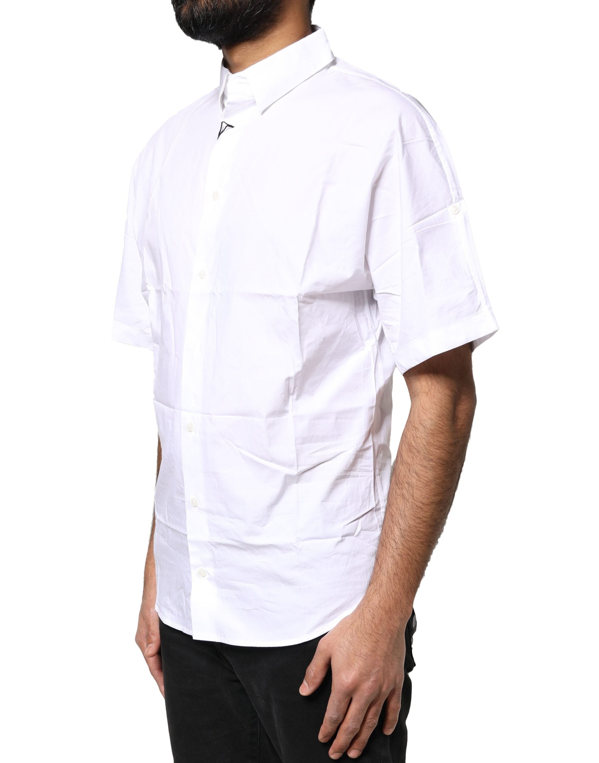 Dolce &amp; Gabbana Weißes Poloshirt aus Baumwolle mit Knopfleiste für Herren
