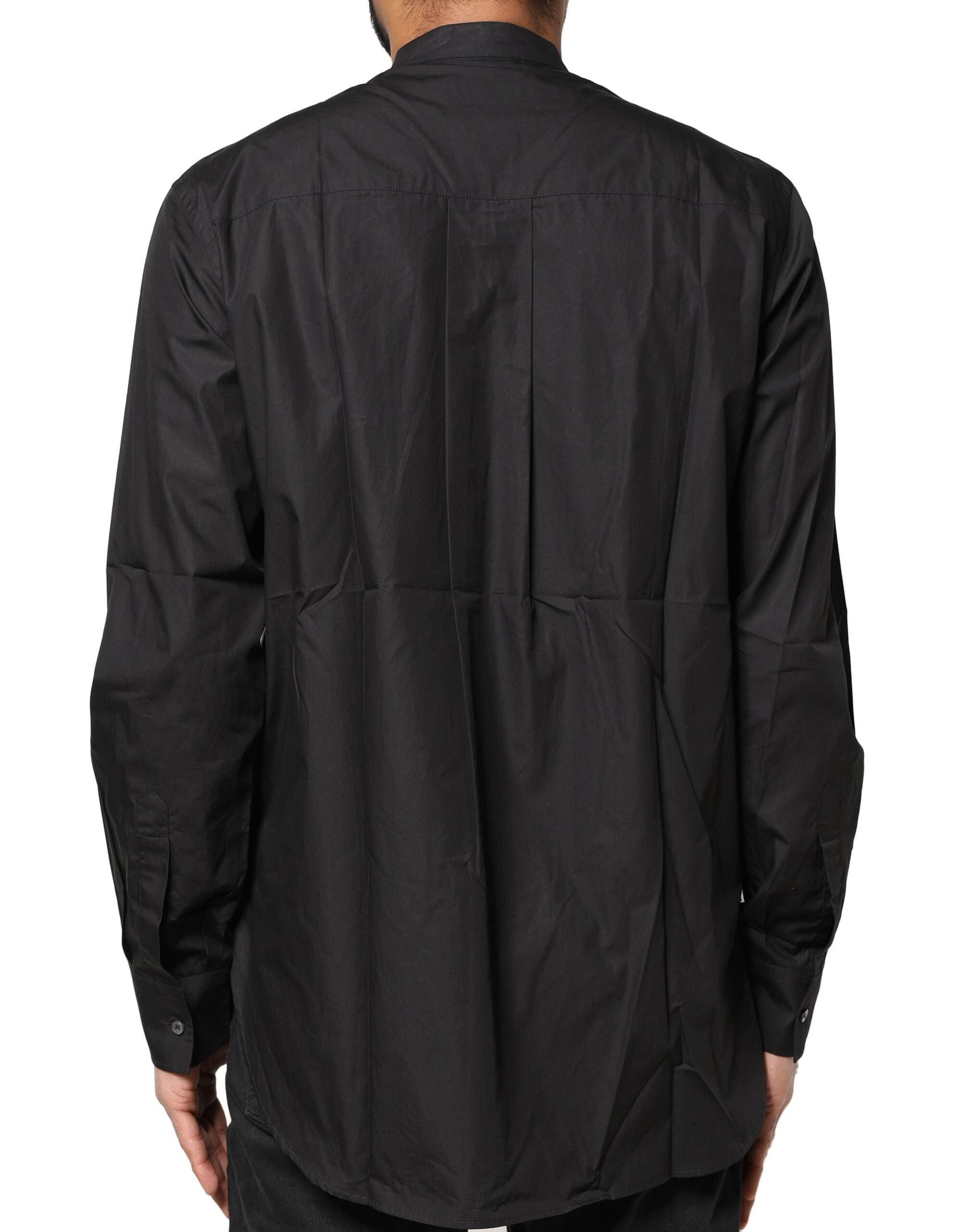 Dolce &amp; Gabbana Schwarzes Baumwoll-Button-Down-Freizeithemd für Herren