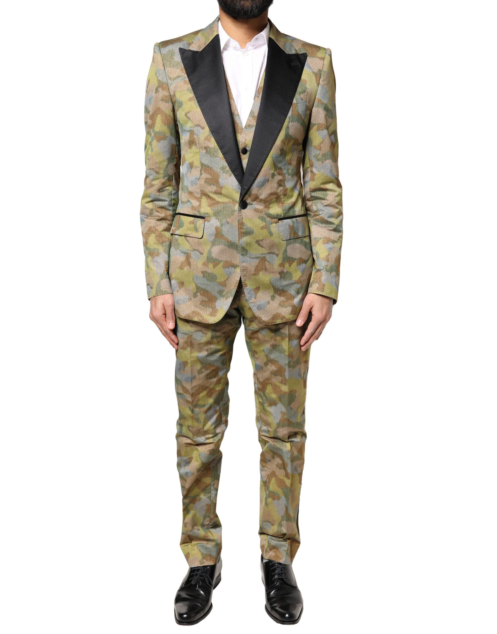 Dolce &amp; Gabbana 3-teiliger mehrfarbiger Camouflage-Anzug „SICILIA“.