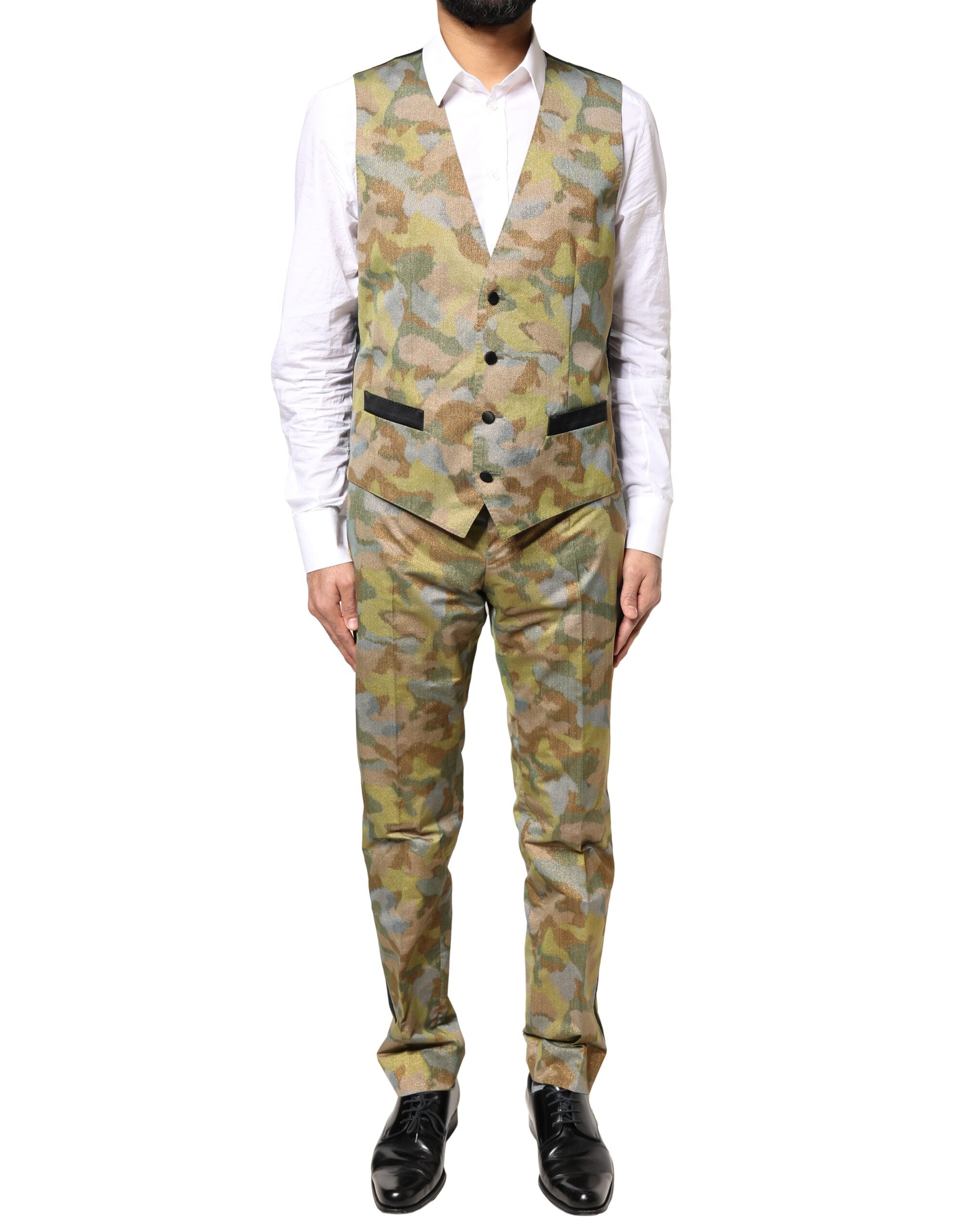 Dolce &amp; Gabbana 3-teiliger mehrfarbiger Camouflage-Anzug „SICILIA“.