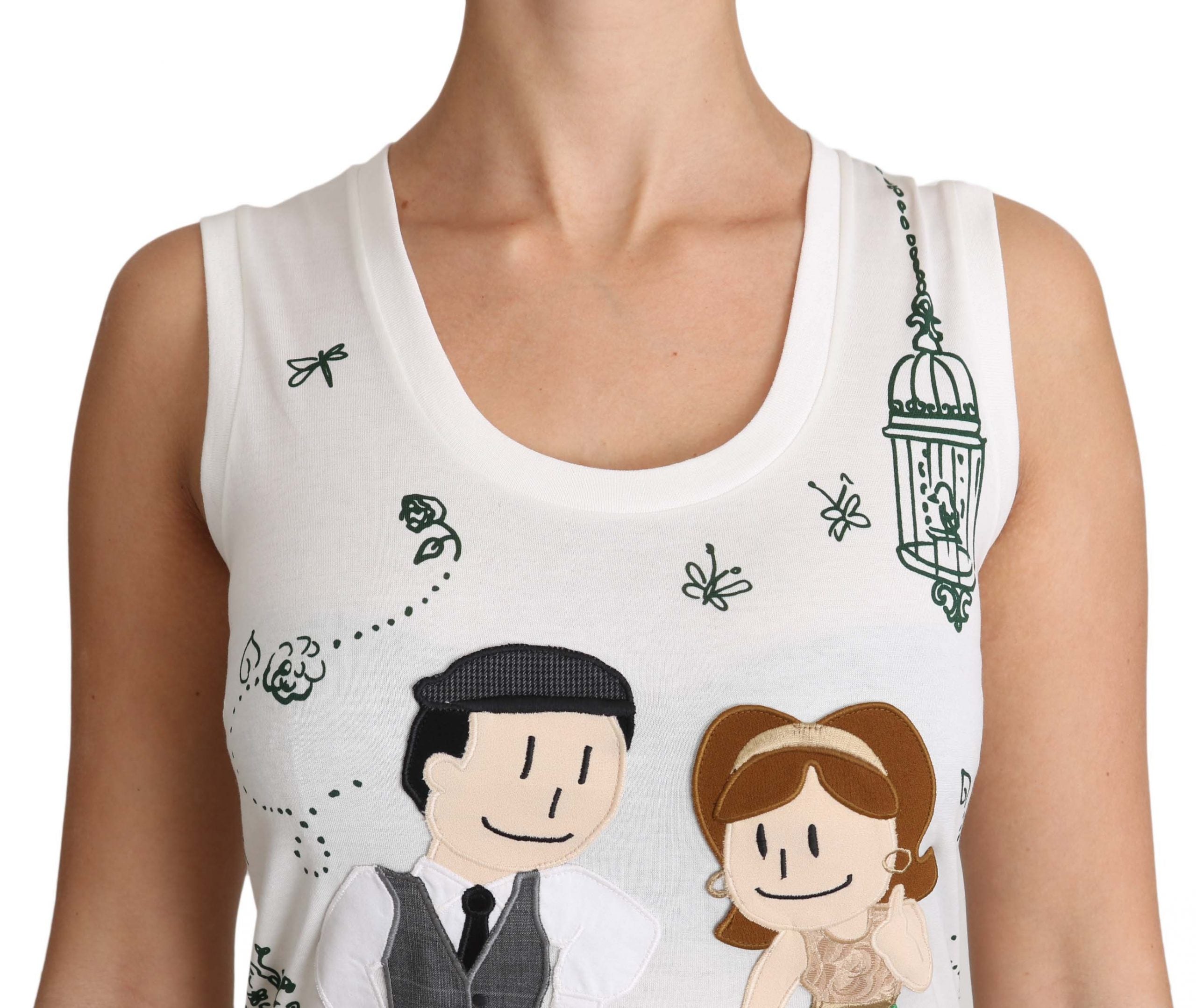Cămașă elegantă din mătase și bumbac, fără mâneci, Dolce &amp; Gabbana, albă
