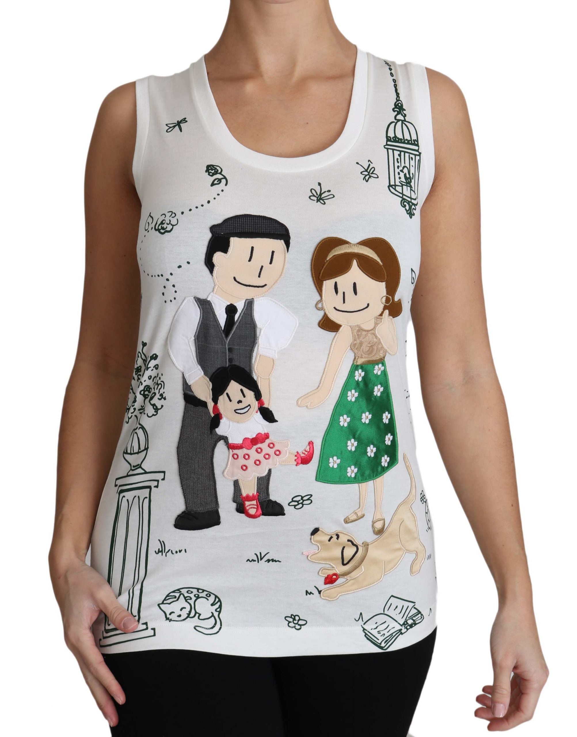 Cămașă elegantă din mătase și bumbac, fără mâneci, Dolce &amp; Gabbana, albă