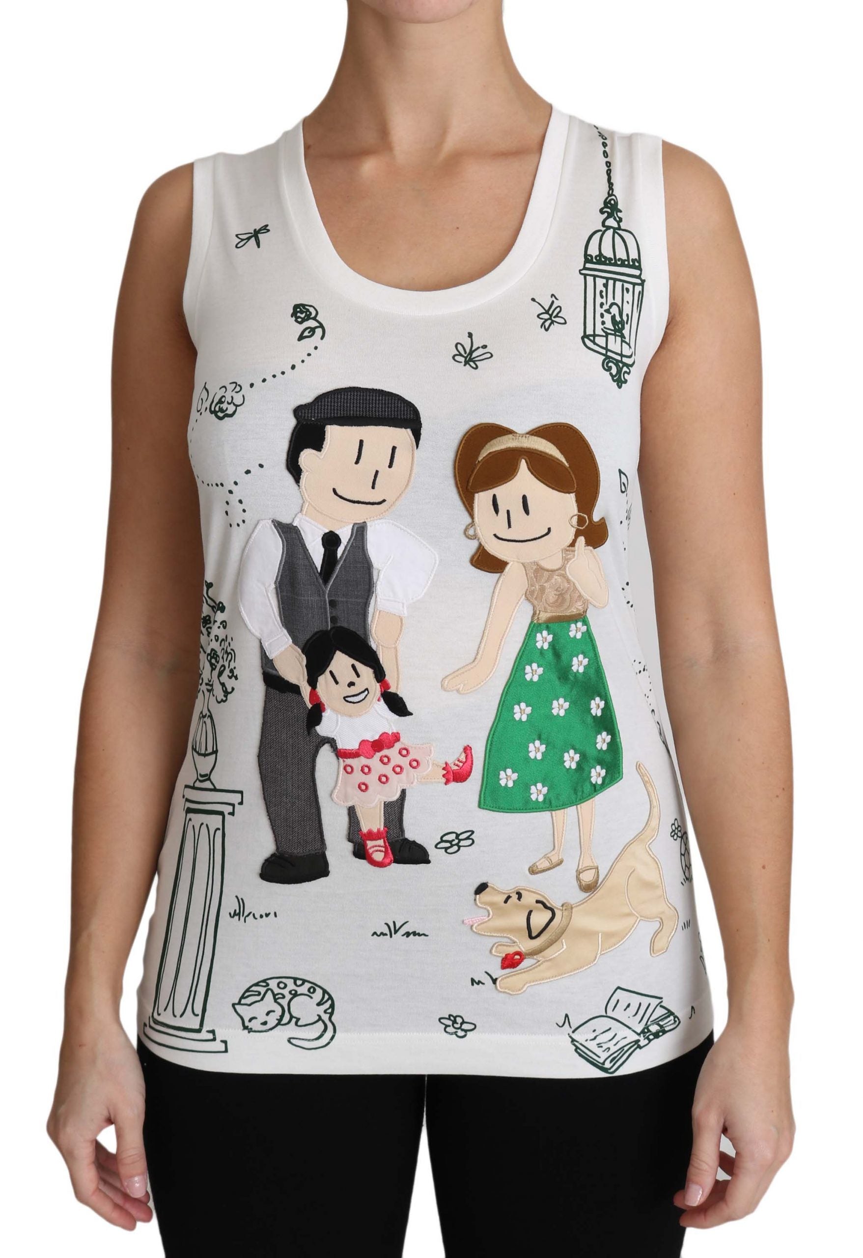 Cămașă elegantă din mătase și bumbac, fără mâneci, Dolce &amp; Gabbana, albă
